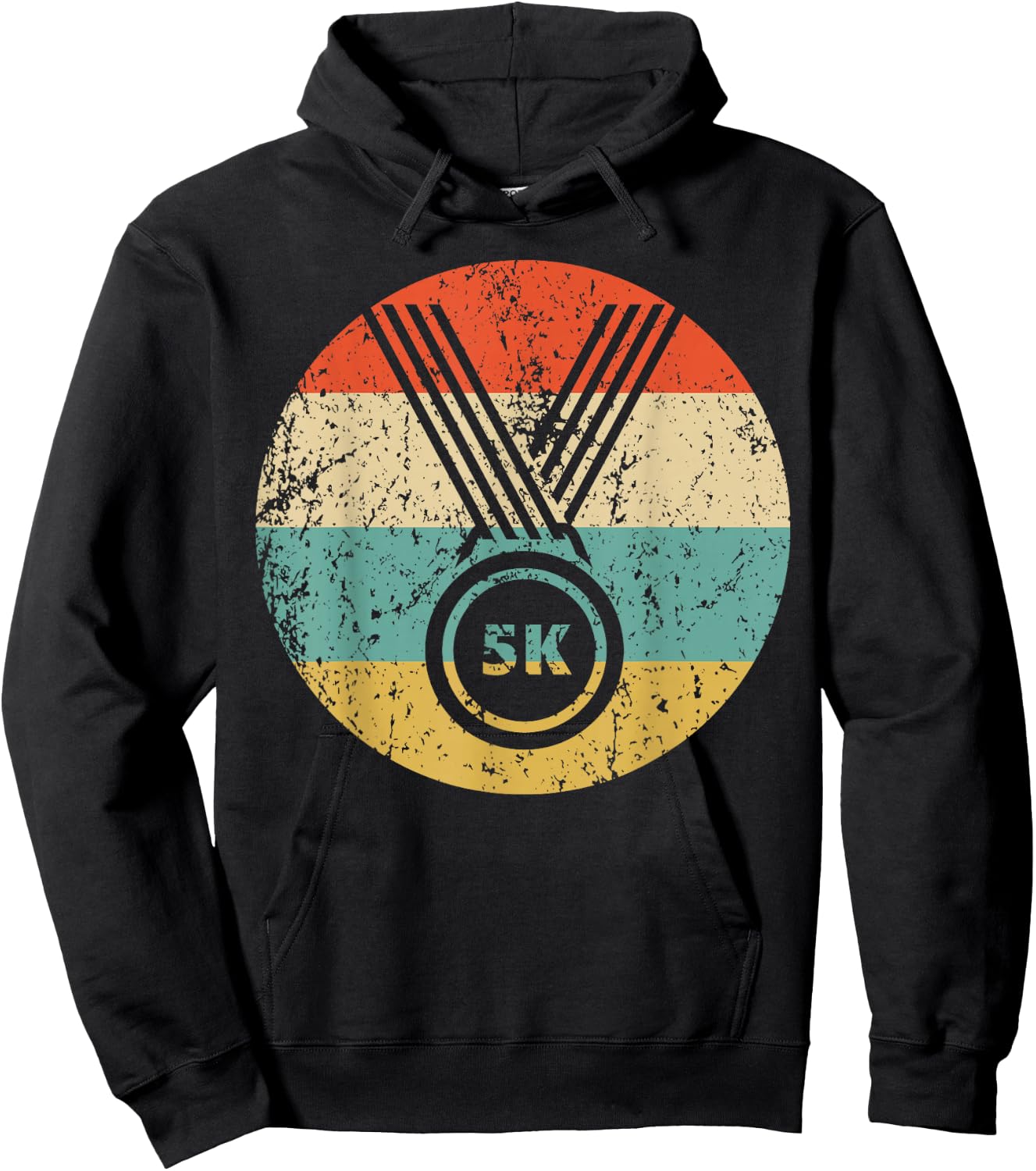 5K Race Finisher Medal Icon Retro Running Hoodie - Hoodie | Black
