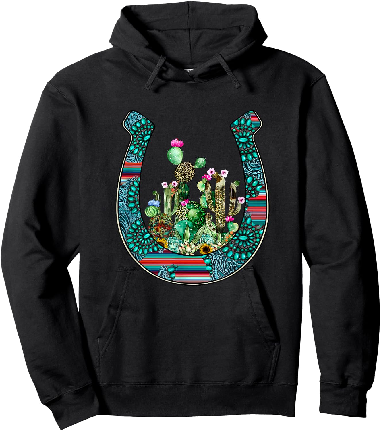 Country Western Cactus sunflower horseshoe apparel women Hoodie - Hoodie | Black