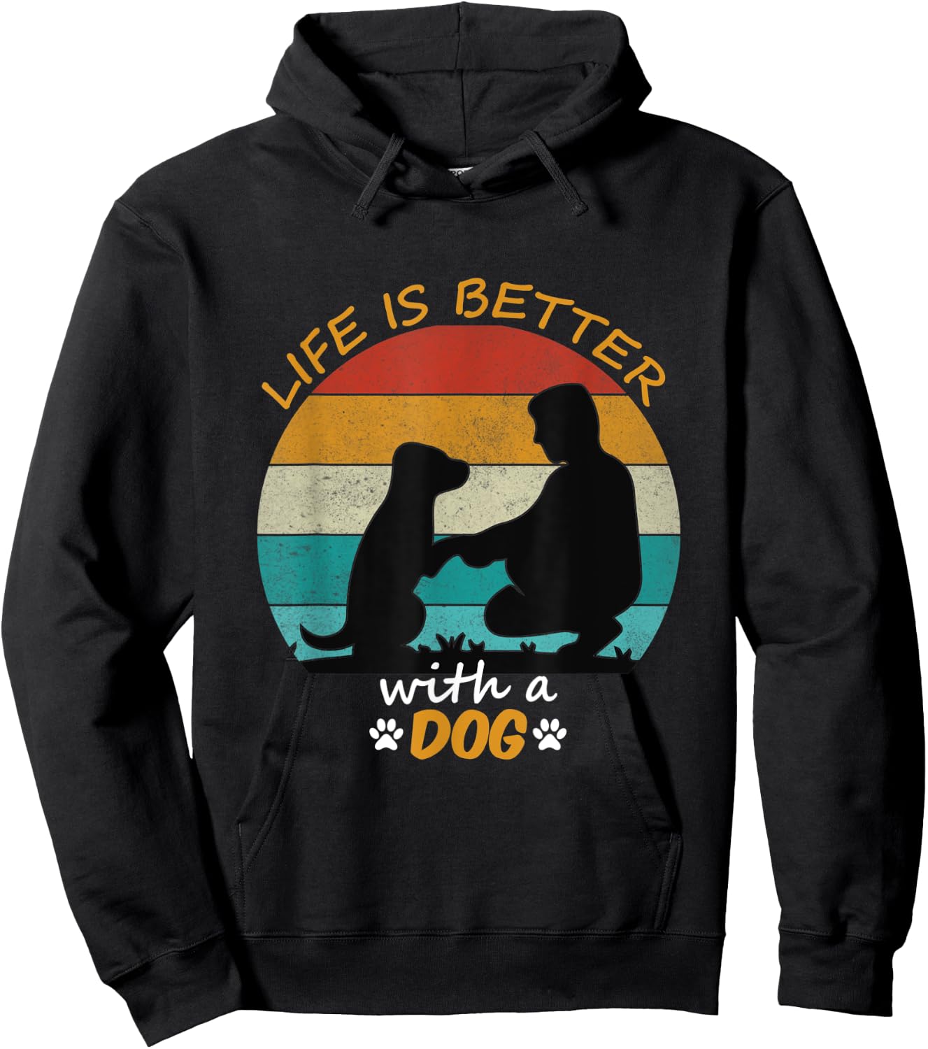 Life Is Better With A Dog Lovers Present Retro Style Hoodie - Hoodie | Black