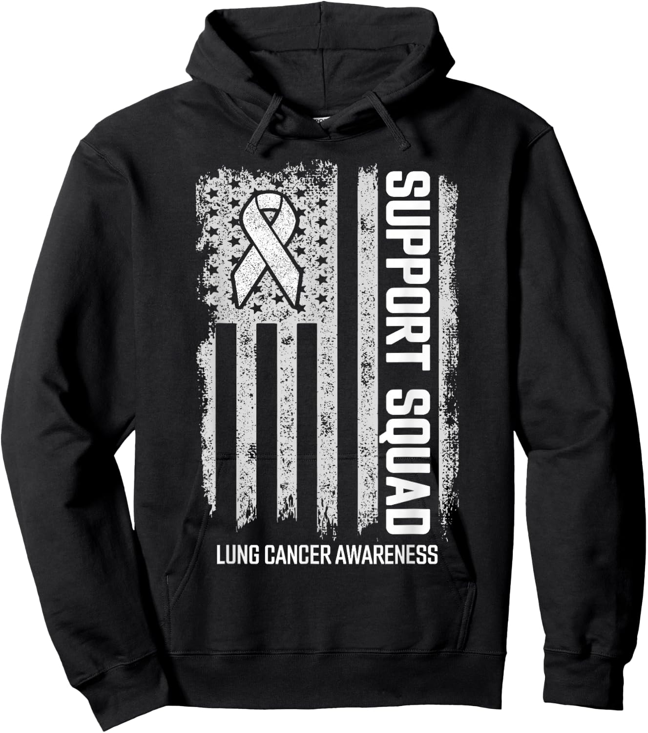 Lung Cancer Shirts Support Squad Lung Cancer Awareness Hoodie - Hoodie | Black