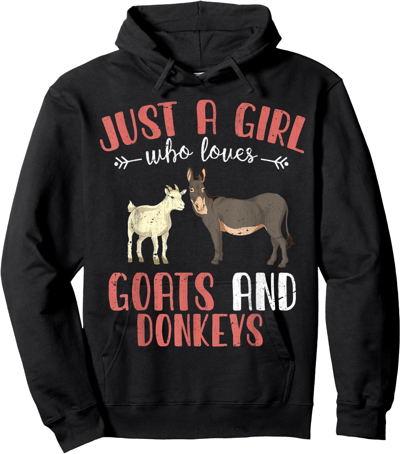 Just A Girl Who Loves Goats And Donkeys Farm Animal Donkey Hoodie - Hoodie | Black