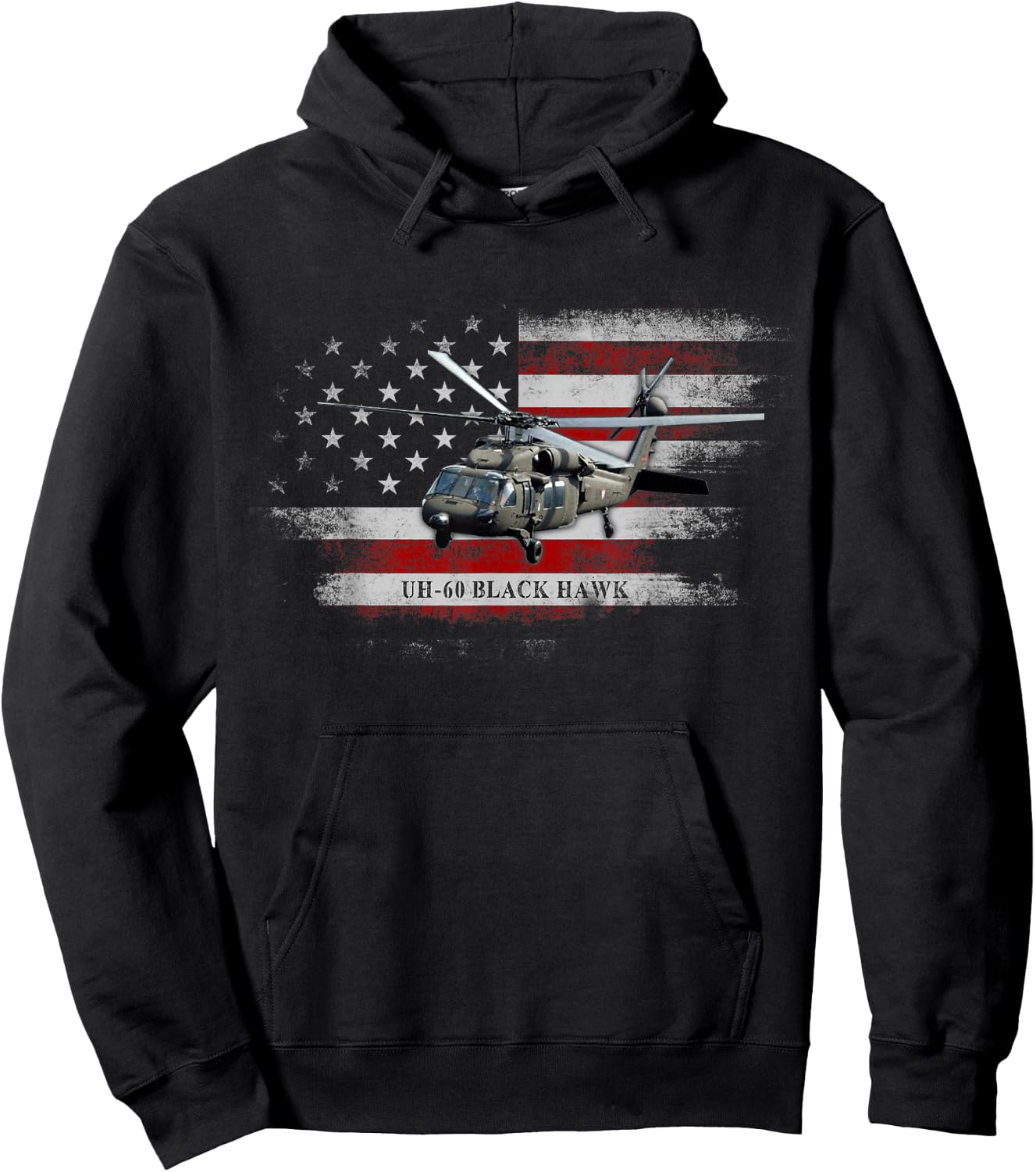 UH-60 Black Hawk Helicopter USA Flag Helicopter Pilot Gifts Hoodie - Hoodie | Black