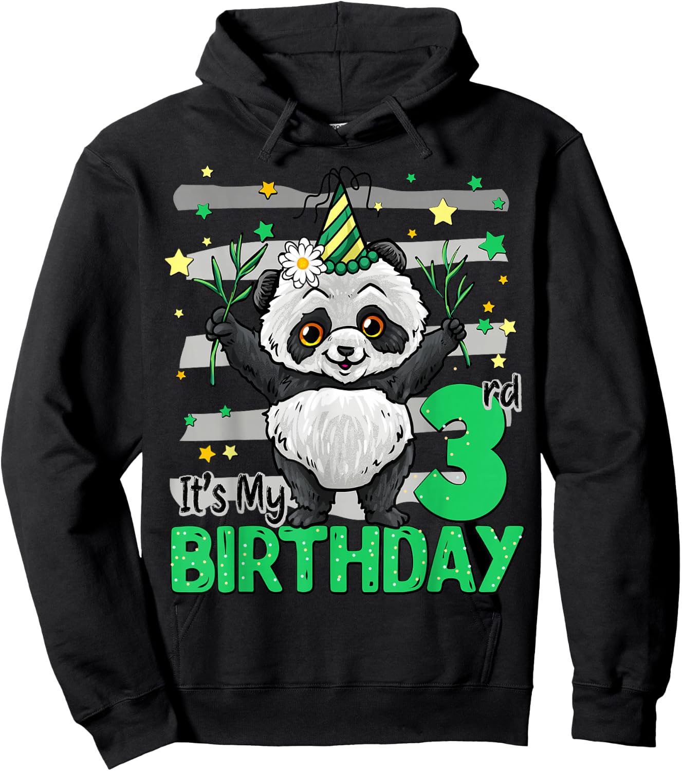 3 Year Old Panda 3rd Birthday Girl Boy Panda Lover Birthday Hoodie - Hoodie | Black