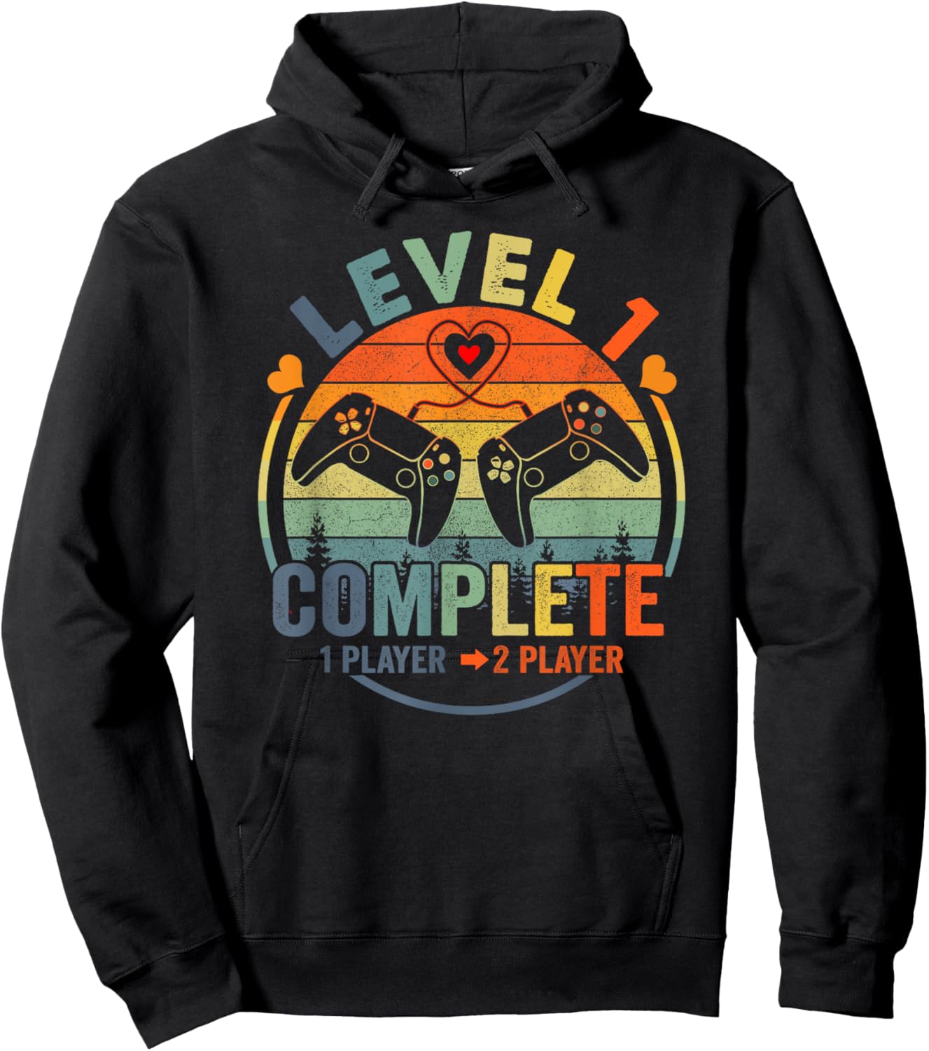 Gamer 1st Wedding Anniversary Level 1 Complete Anniversary Hoodie - Hoodie | Black