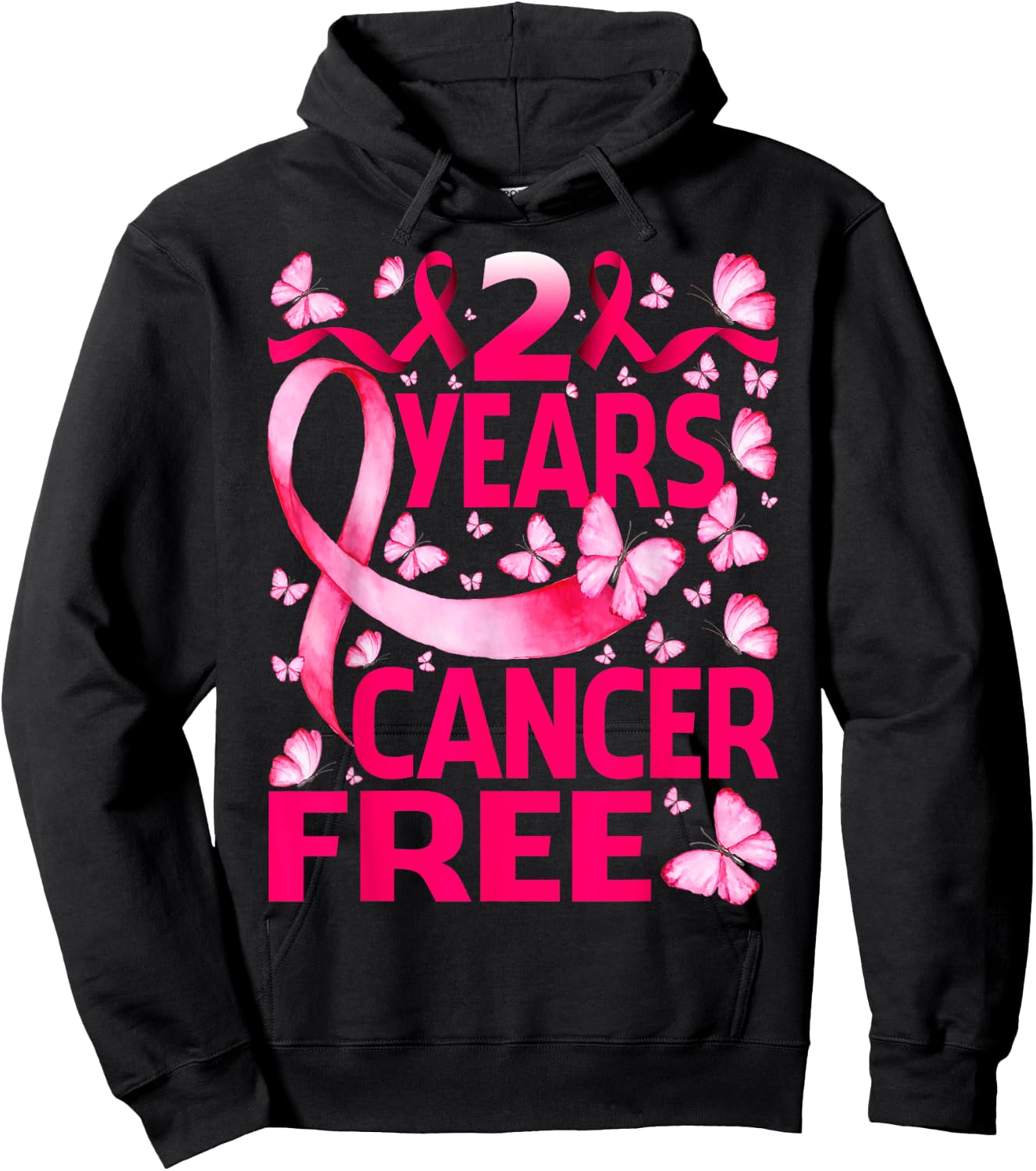 2 Years Breast Cancer Free Survivor Butterfly Hoodie - Hoodie | Black