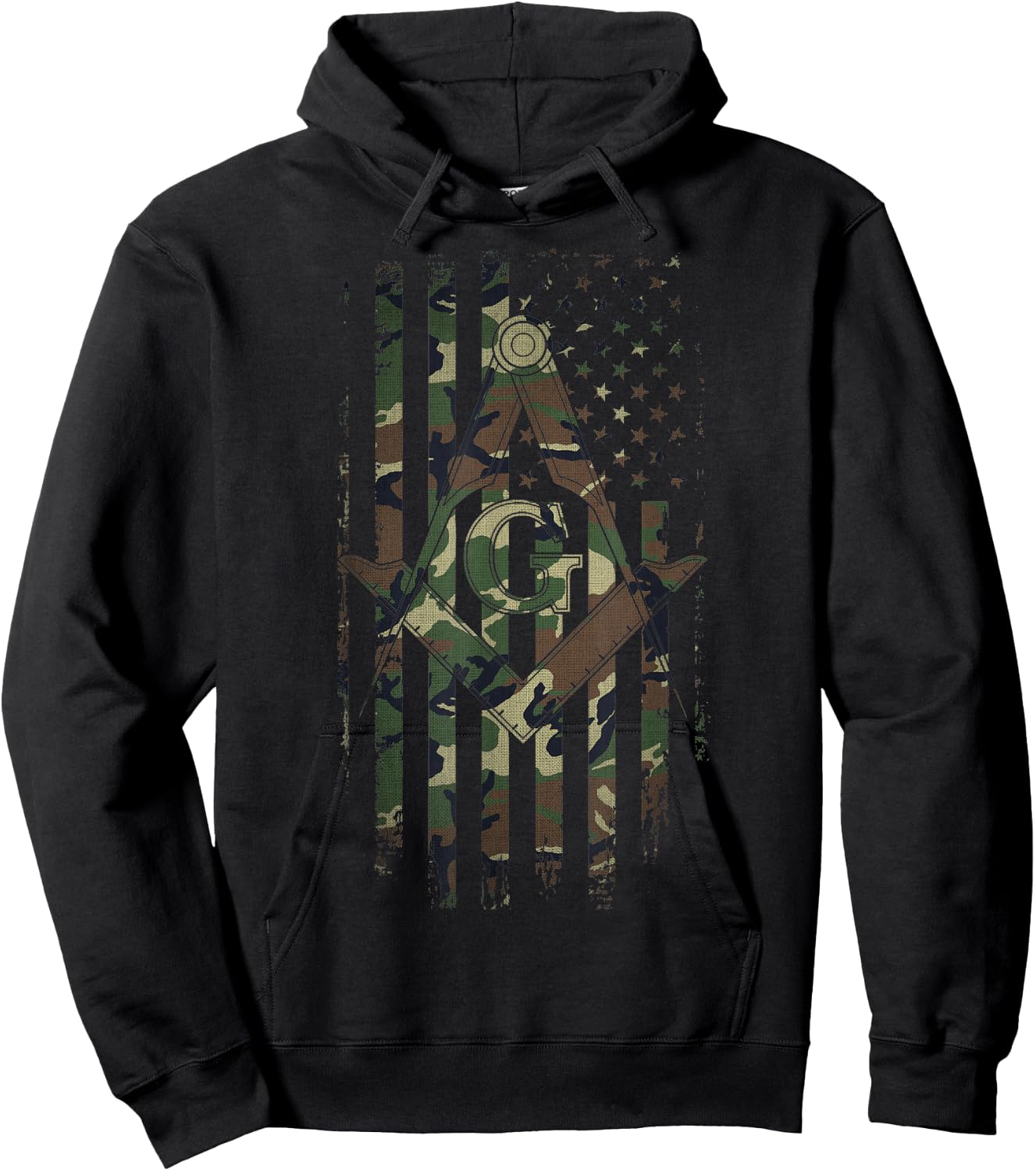 Masonic American Flag Square and Compass - Freemason Hoodie - Hoodie | Black