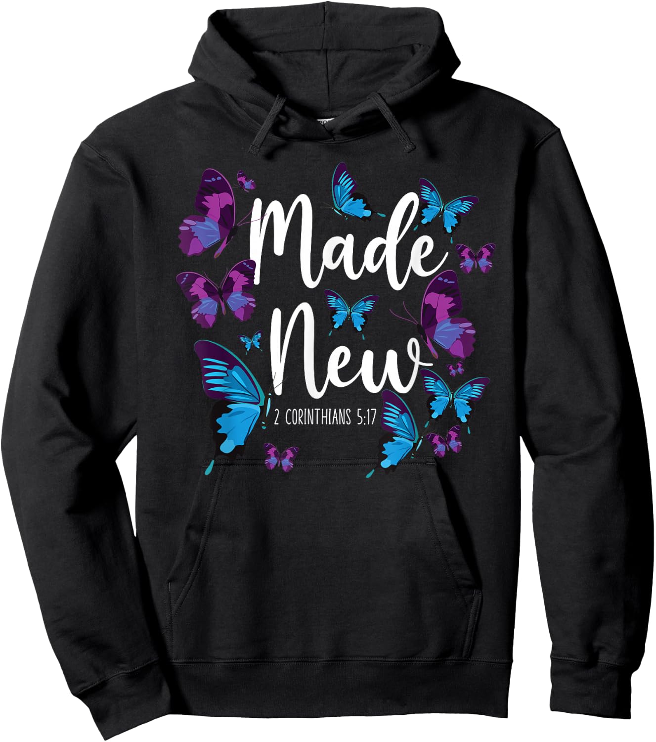Christian Bible Verse Quote Butterfly 2 Corinthians 5:17 Hoodie - Hoodie | Black