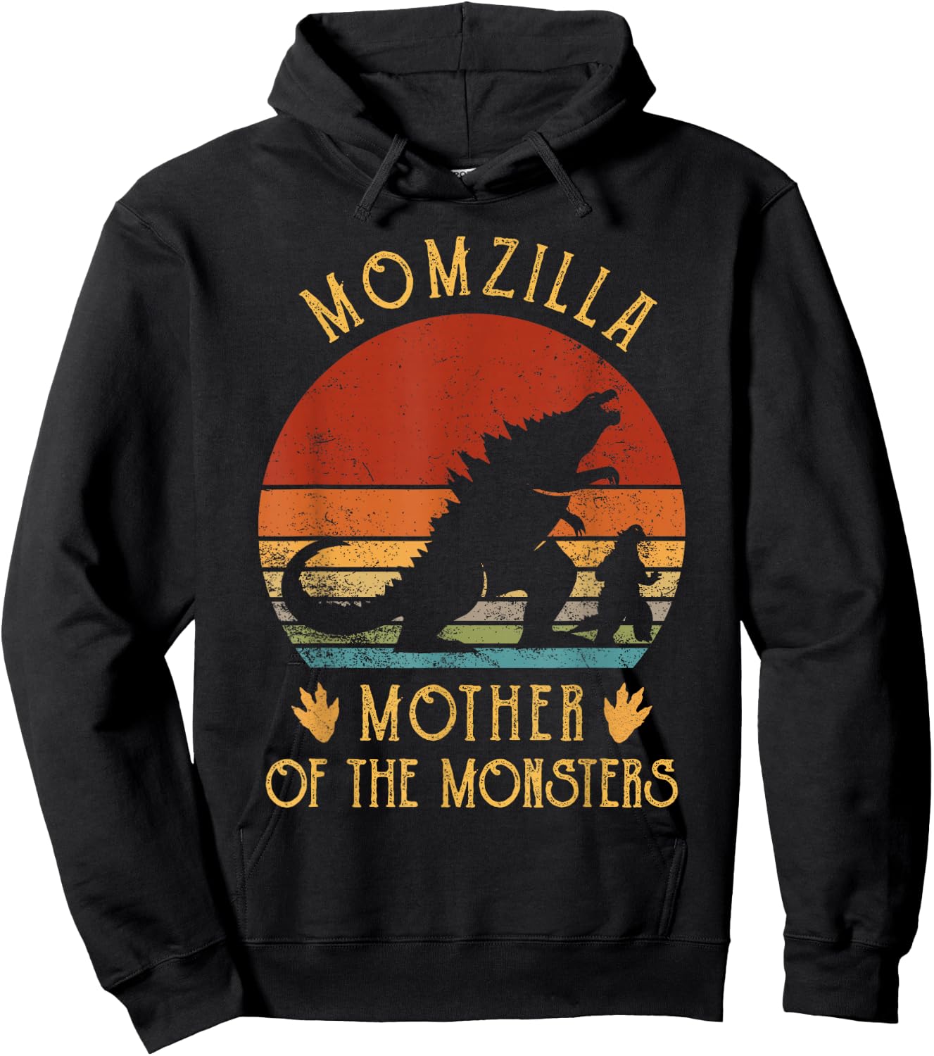 Women Momzilla Mother Of Monsters Vintage Mom Mothers Day Hoodie - Hoodie | Black