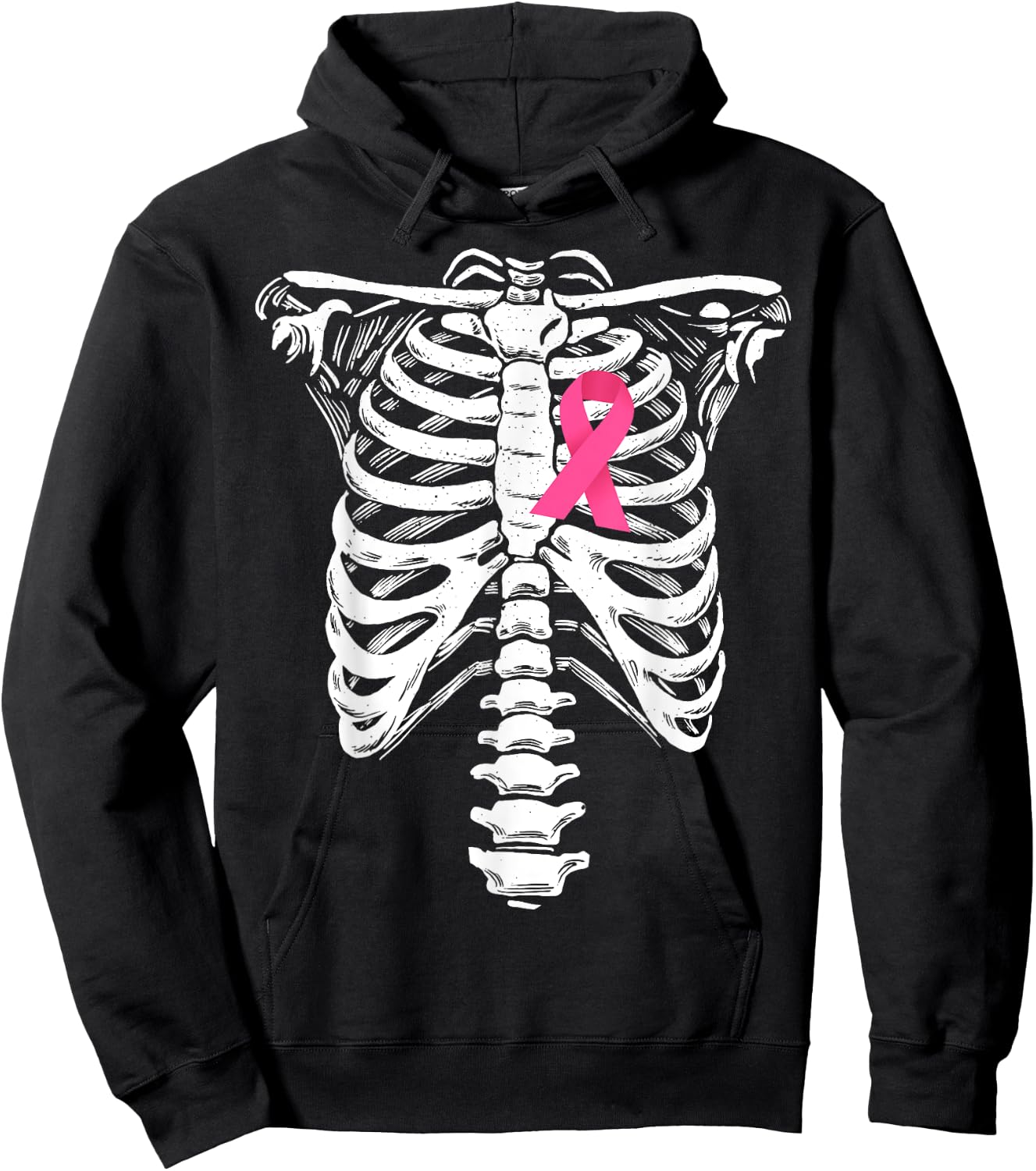 Breast Cancer Awareness Skeleton Wear Pink Ribbon Skeleton Hoodie - Hoodie | Black