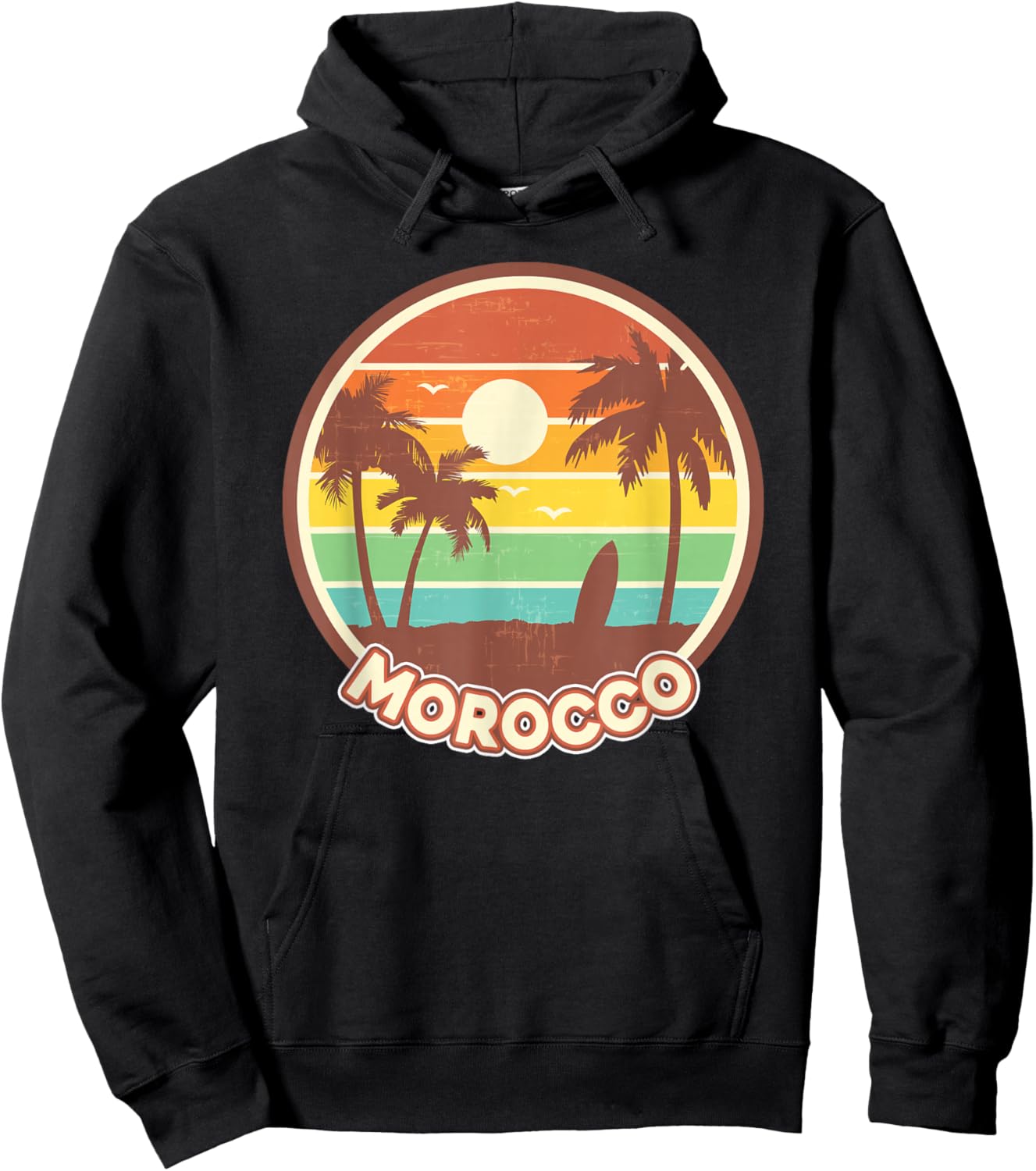 Morocco Beach Cool Retro Surf Souvenir Surfing Gift Hoodie - Hoodie | Black