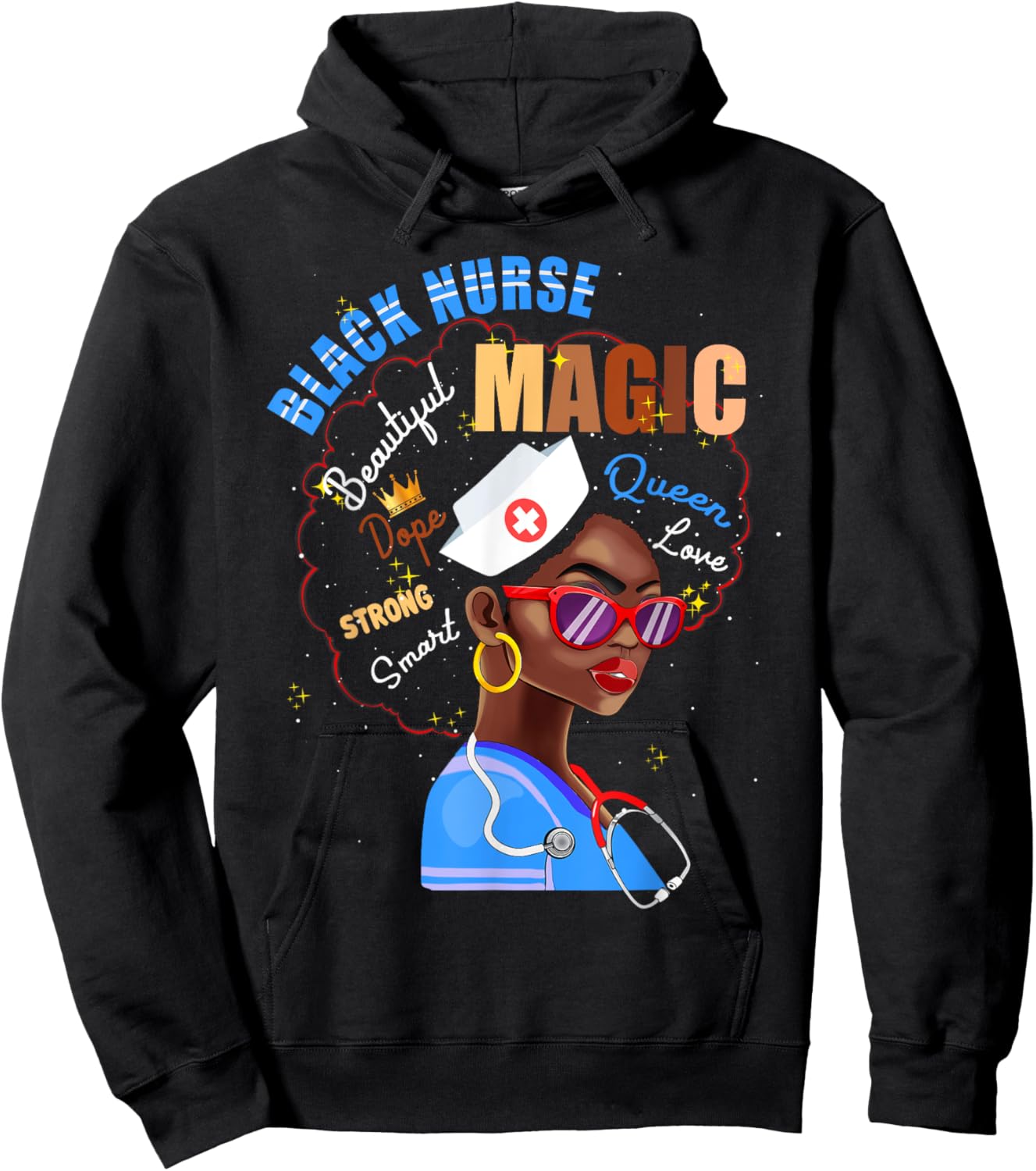 Magic Black Nurse Melanin Black Pride Nurses Day Hoodie - Hoodie | Black