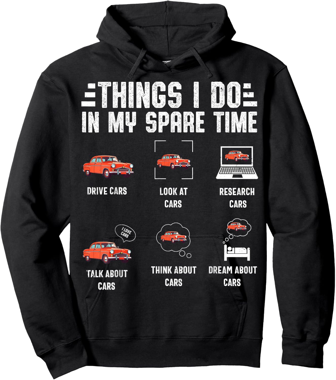 Things I Do In My Spare Time Cars Men Funny Car Guy Hoodie - Hoodie | Black