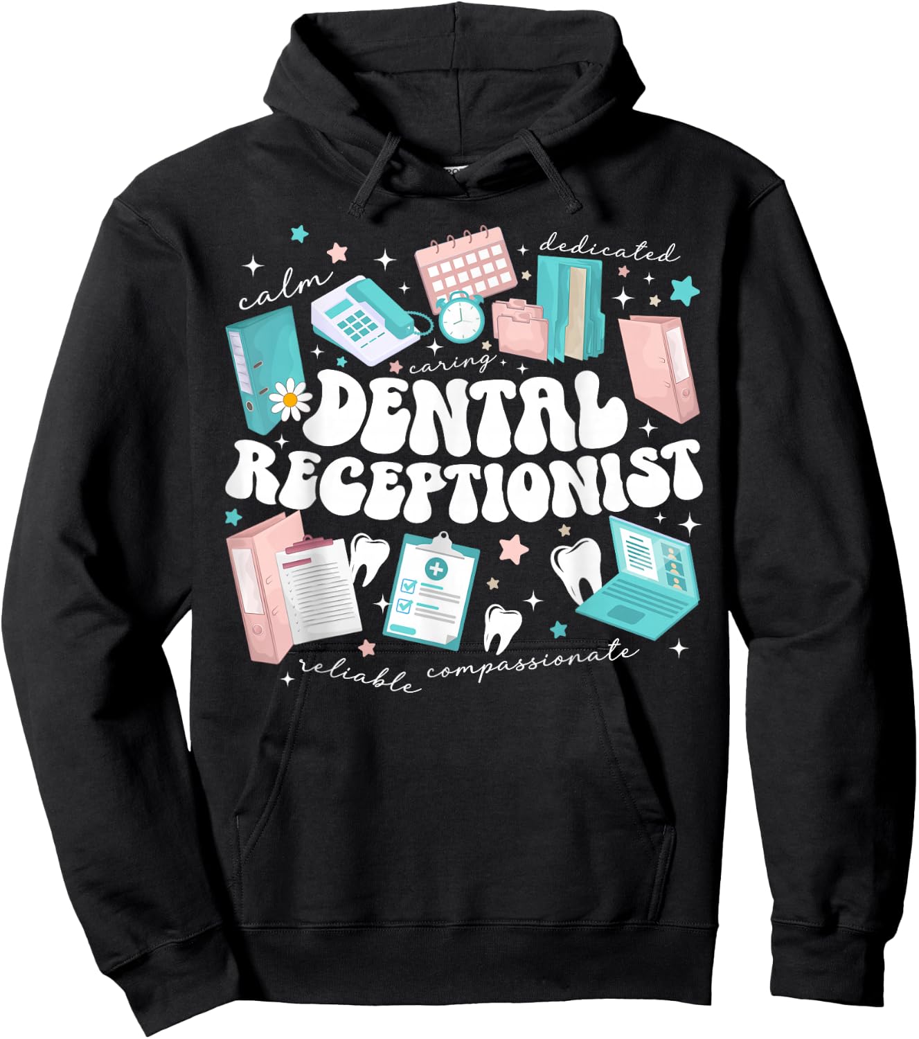 Dental Receptionist Groovy Dental Receptionists Hoodie - Hoodie | Black