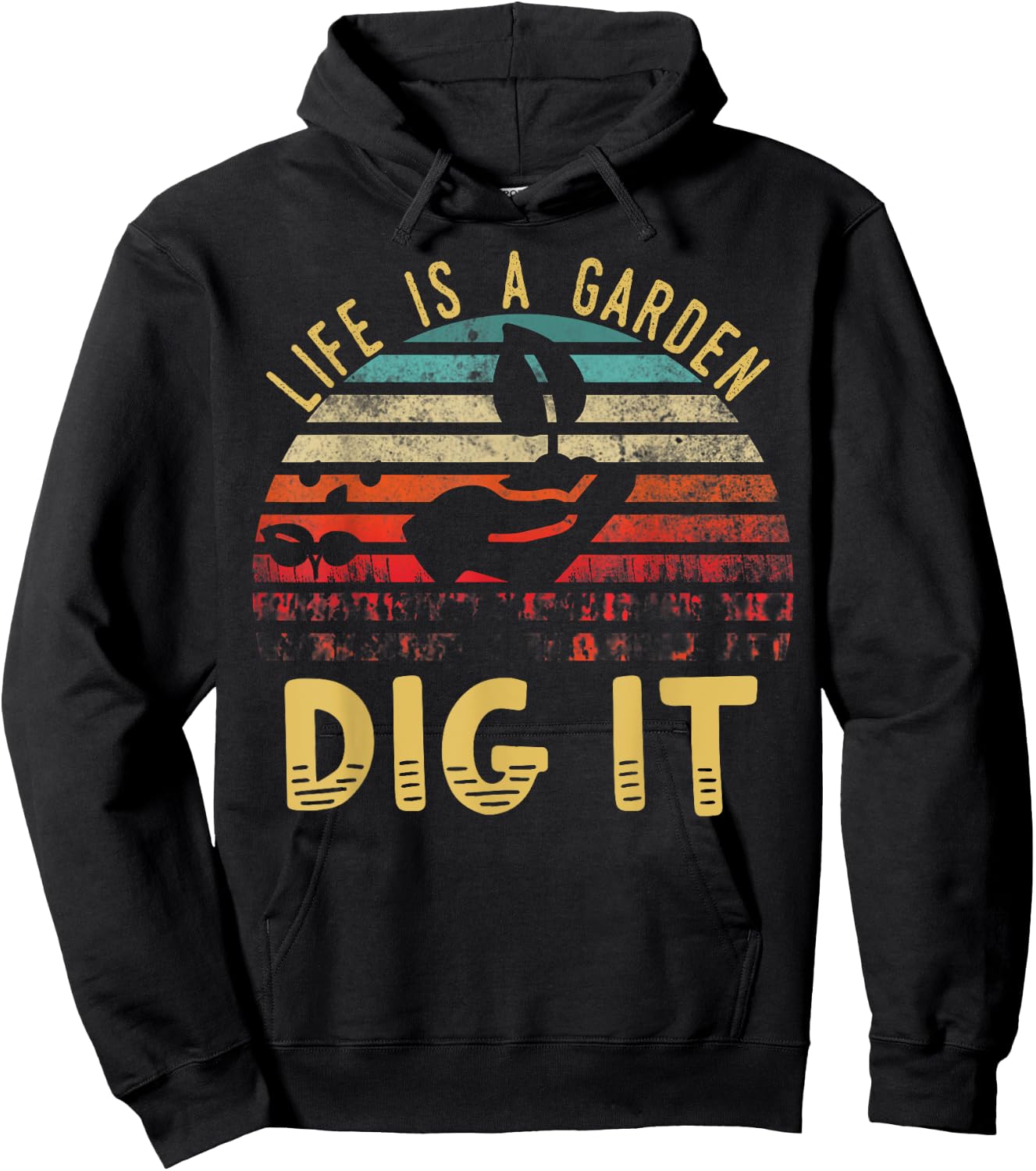 Retro Vintage Farmer Gift | Life is a garden dig it Hoodie - Hoodie | Black