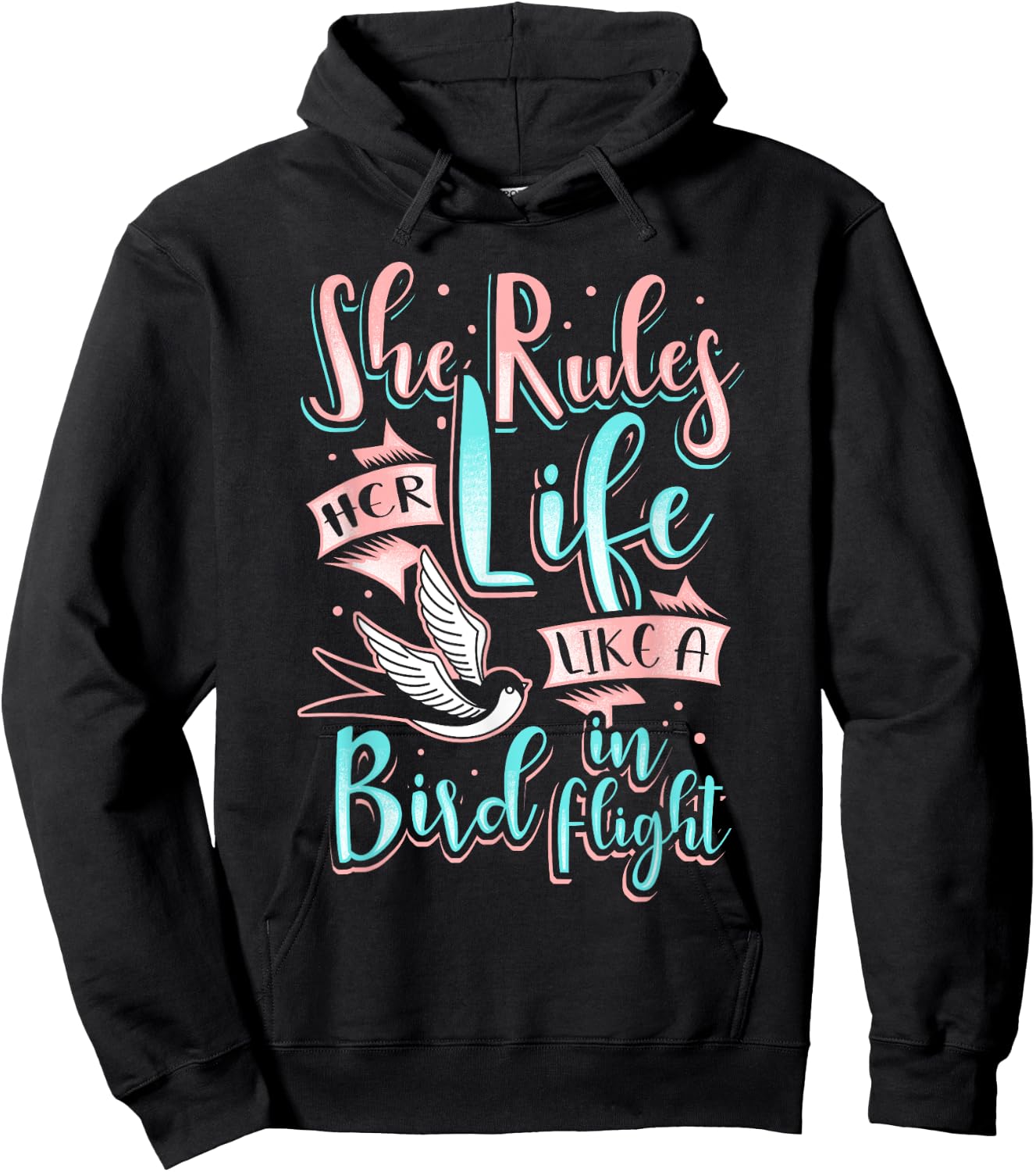 She Rules Her Life Like A Flying Bird In Flight Hoodie - Hoodie | Black