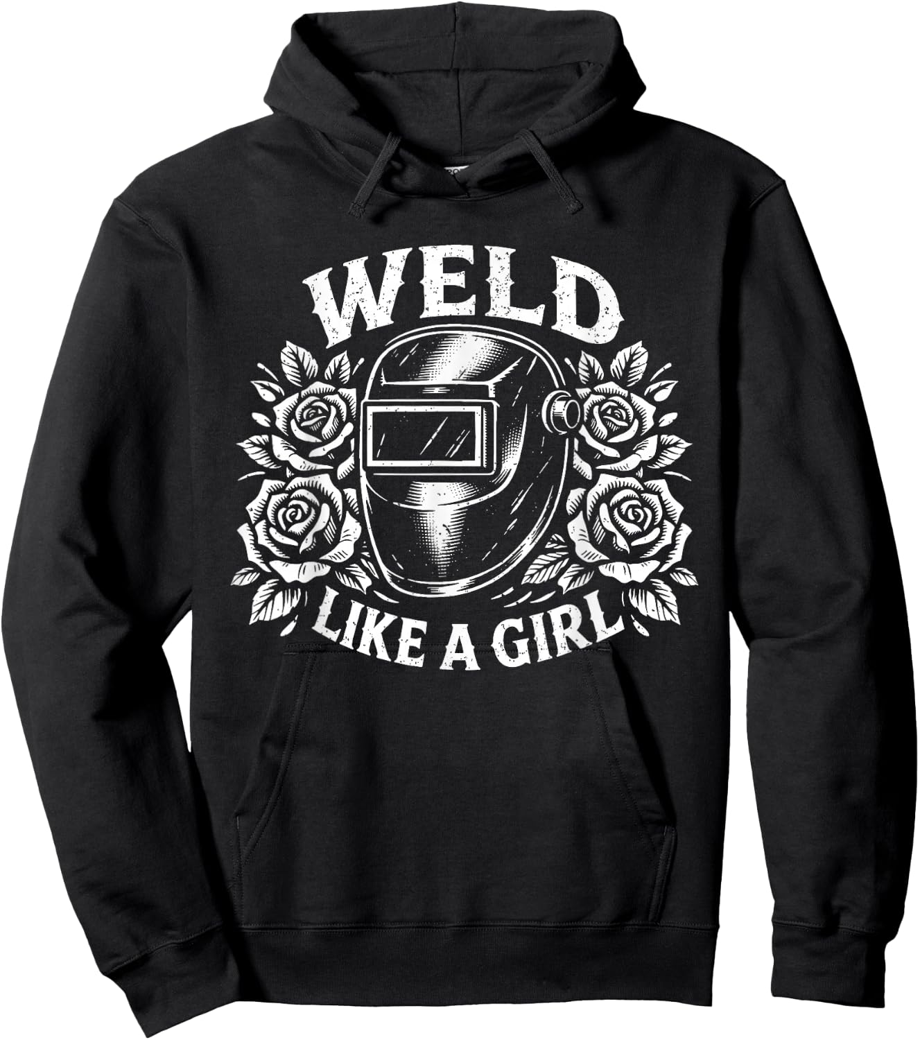 Weld Like a Girl Floral Welding Mask Tradeswoman Welder Hoodie - Hoodie | Black