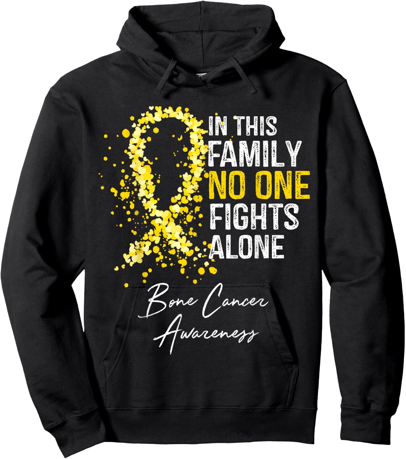 In This Family No One Fights Alone Bone Cancer Awareness Hoodie - Hoodie | Black
