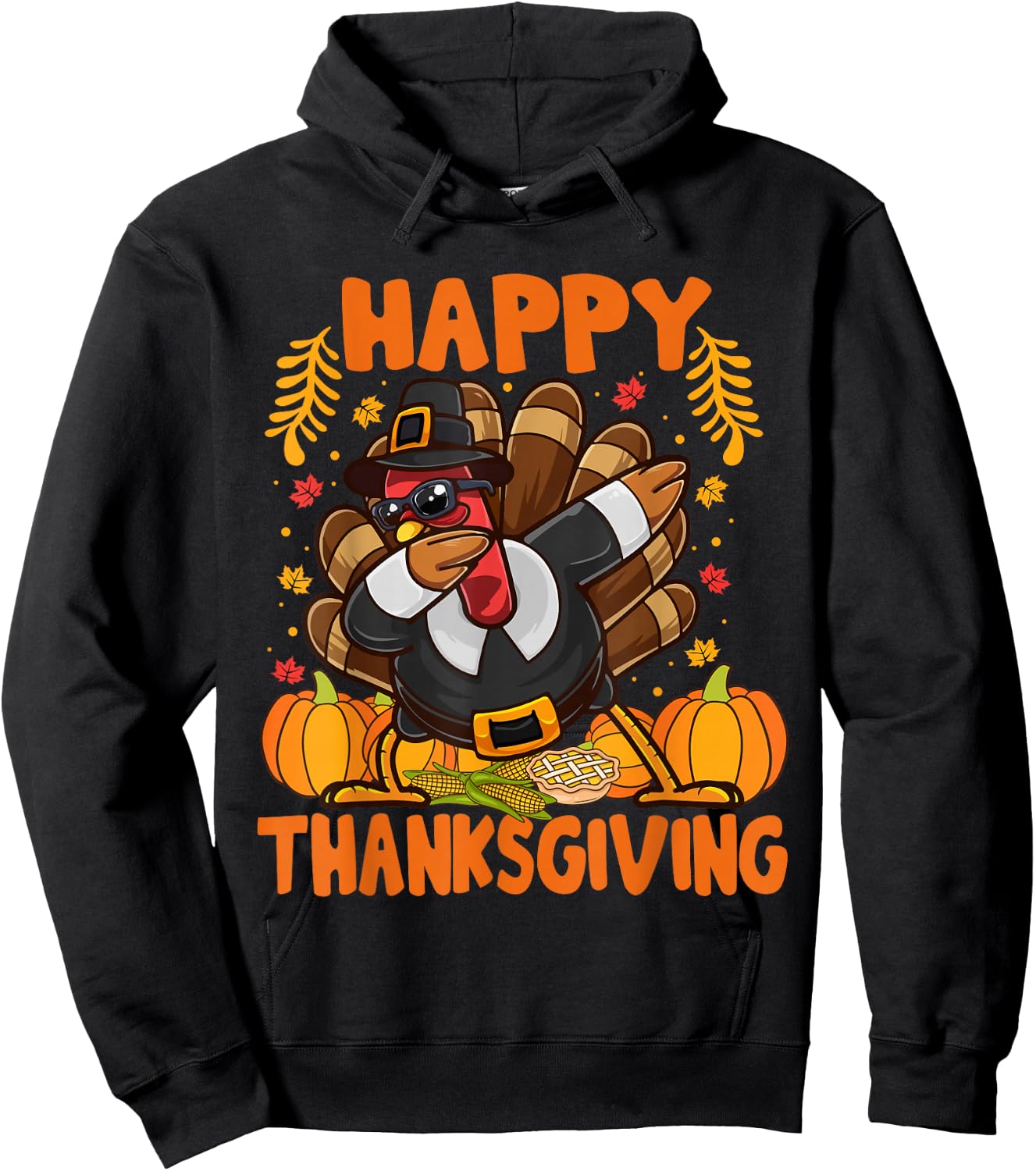 Happy Thanksgiving Dabbing Turkey Day Men Women Kids Hoodie - Hoodie | Black
