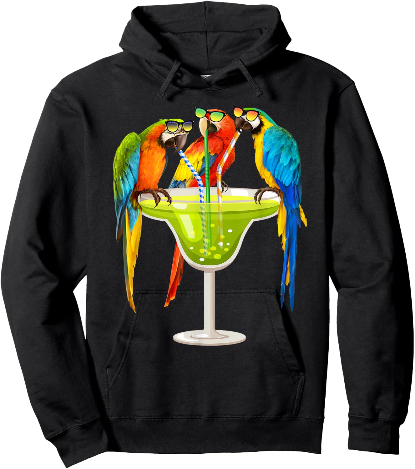 Parrots Drinking Margarita On Summer Vacation Birds Gift Hoodie - Hoodie | Black
