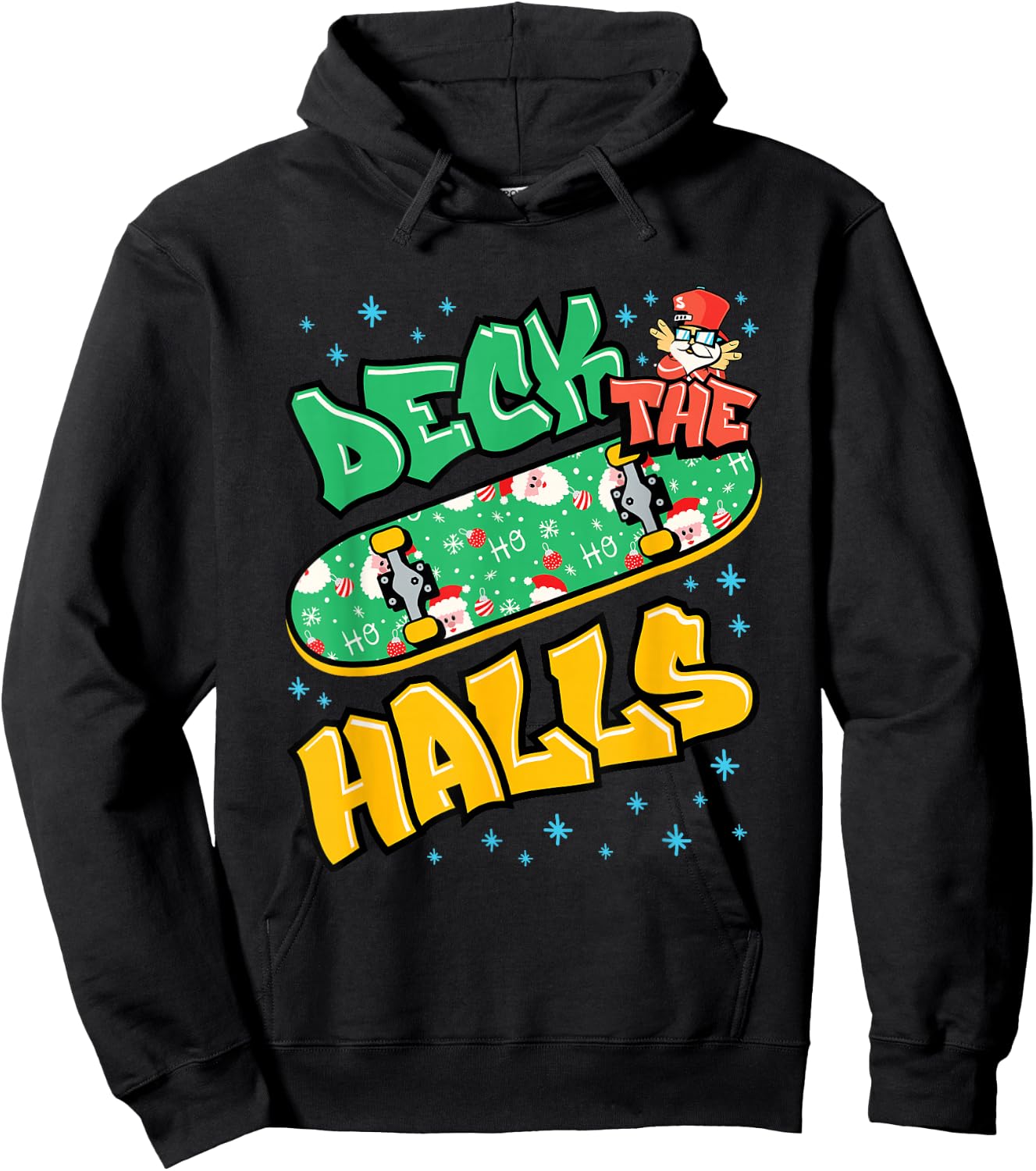 Skateboarding Christmas Skateboard Xmas Deck Skater Graphic Hoodie - Hoodie | Black