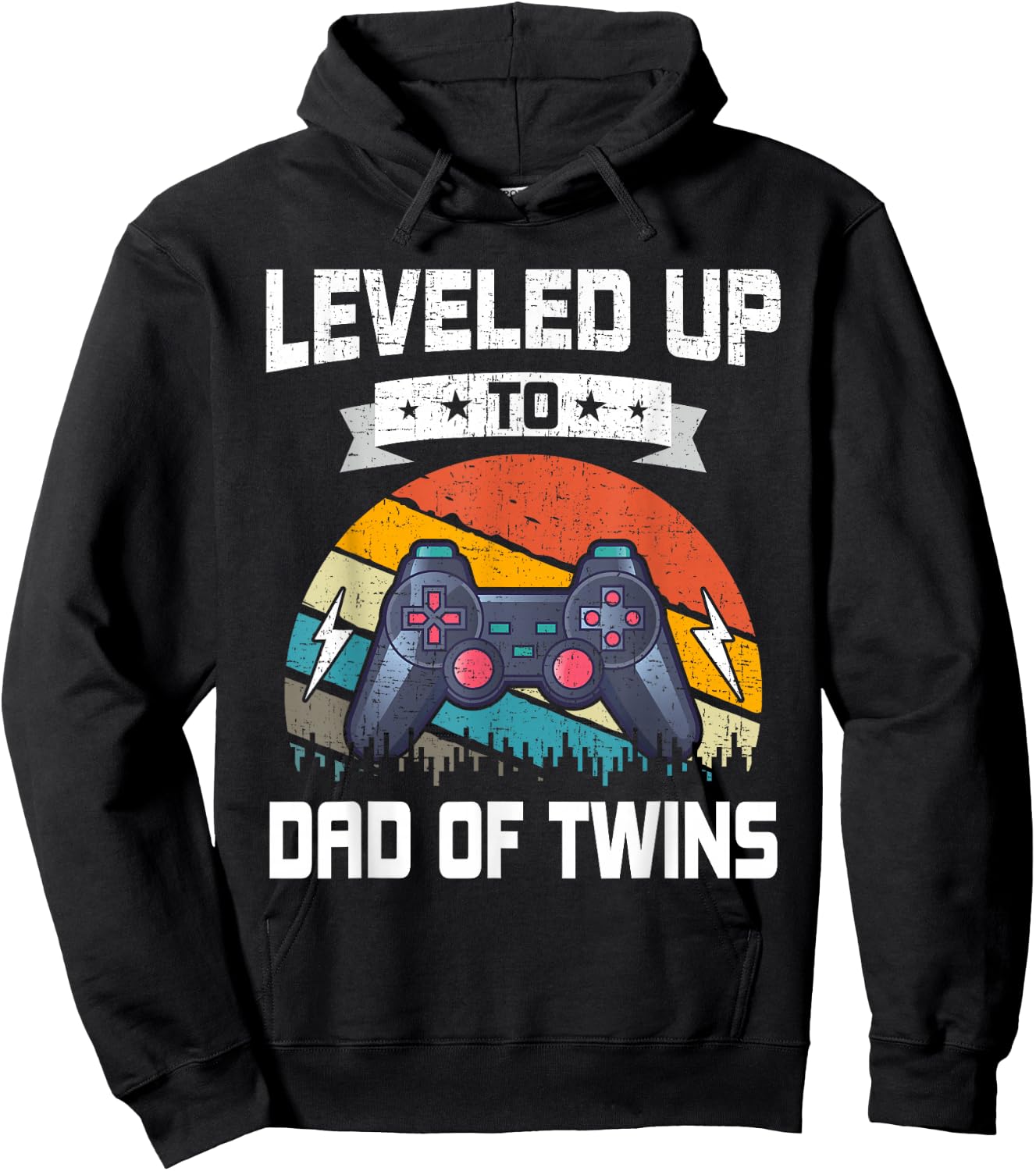 Leveled up to Dad of Twins Video Gamer Gaming Hoodie - Hoodie | Black