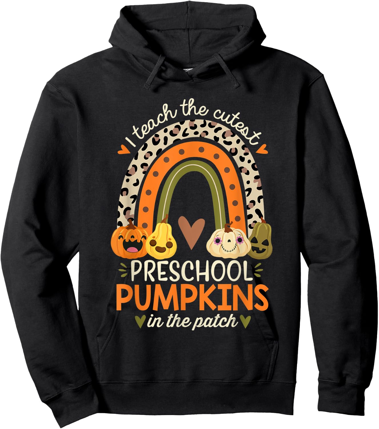 I Teach the Cutest Preschool Pumpkin Halloween Prek Teacher Hoodie - Hoodie | Black