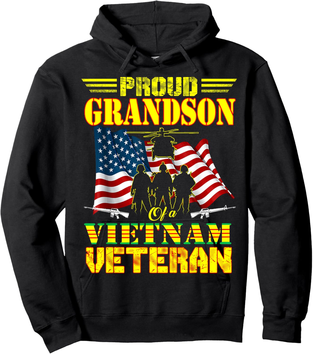 Proud Grandson Of A Vietnam Veteran Military Family Hoodie - Hoodie | Black