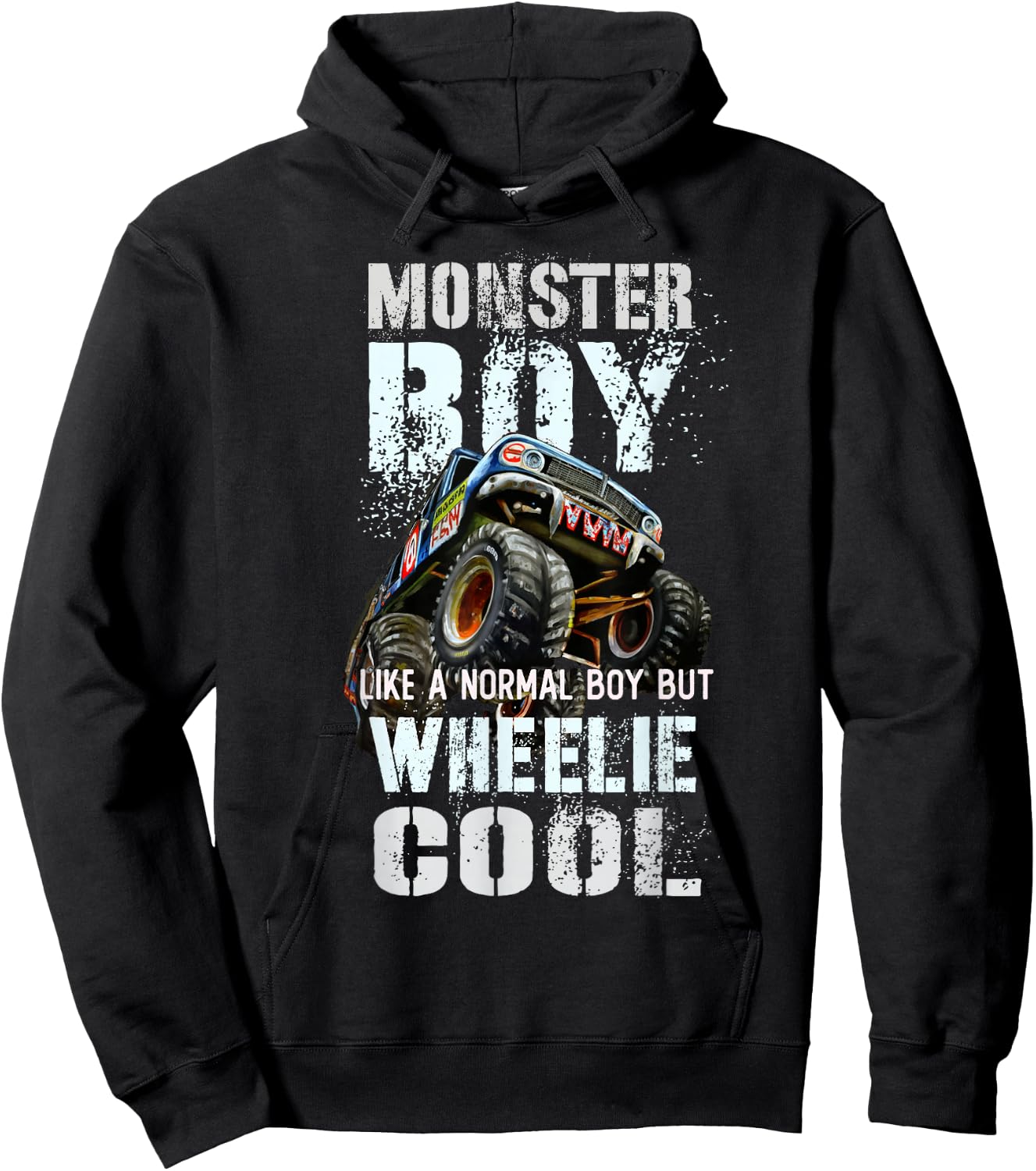 Vintage MONSTER BOY Family Birthday Bruh My Wheelie Cool Guy Hoodie - Hoodie | Black