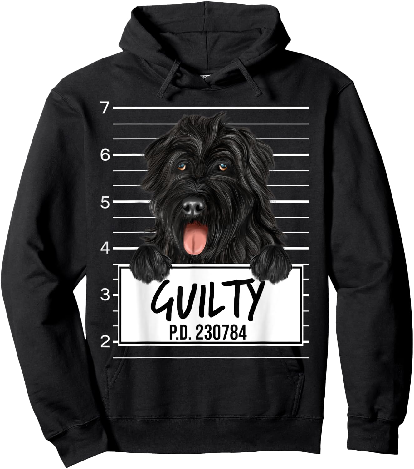Funny Bouvier des Flandres Mugshot Guilty Dog Hoodie - Hoodie | Black