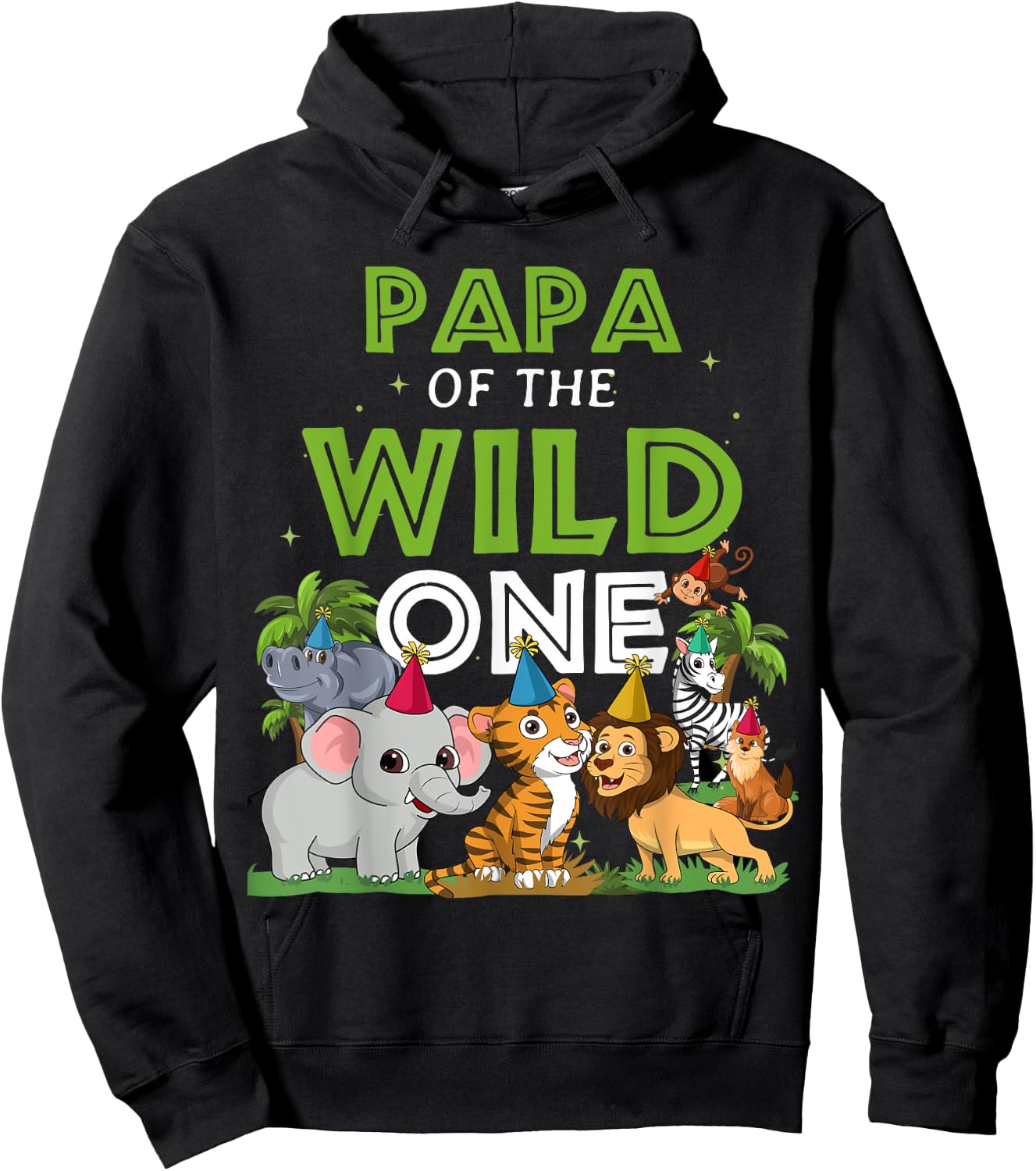 Papa of the Wild One Zoo Birthday Safari Jungle Animal Hoodie - Hoodie | Black