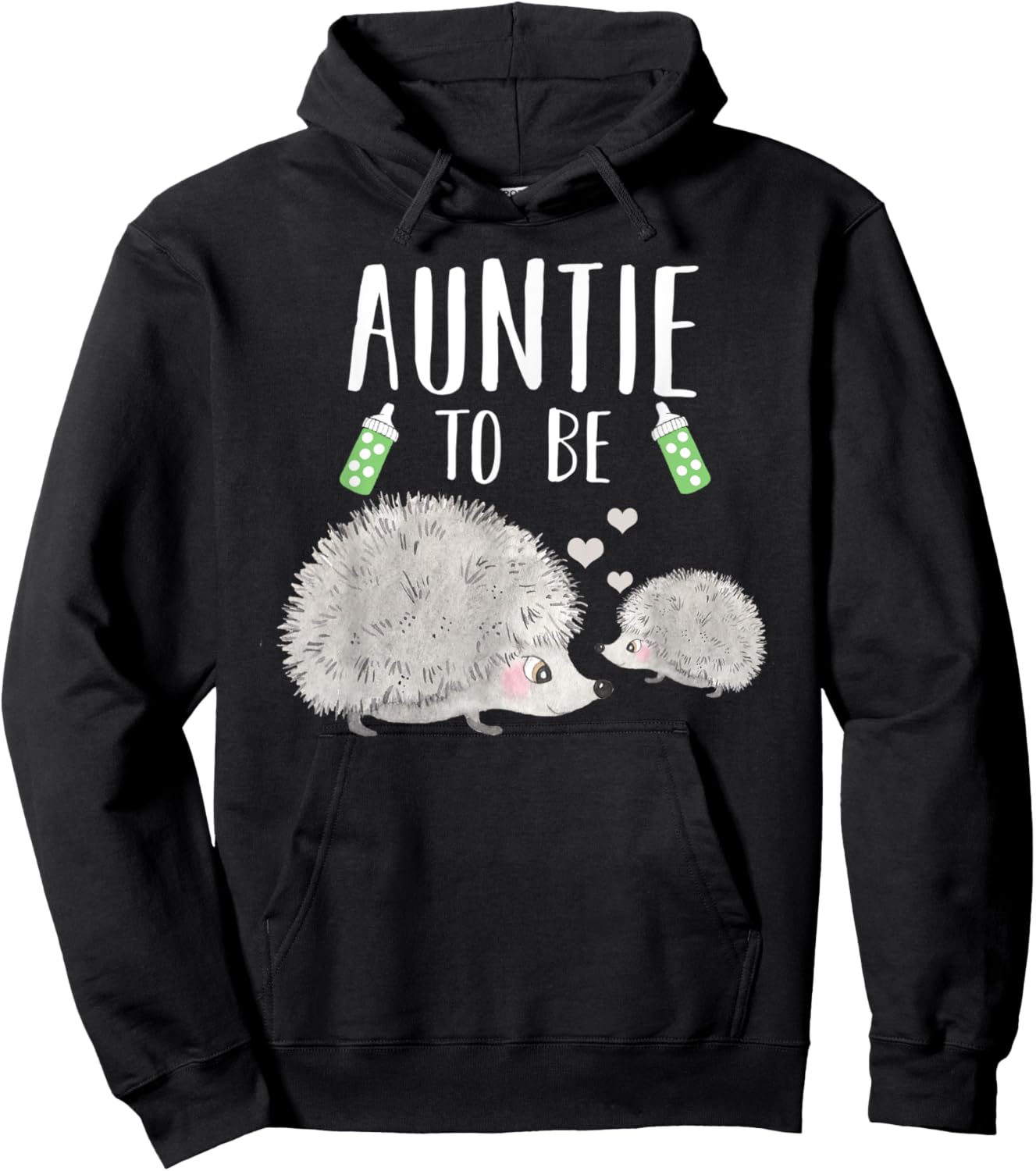 Auntie To Be Hedgehog Baby Shower Cute Woodland Animal Hoodie - Hoodie | Black
