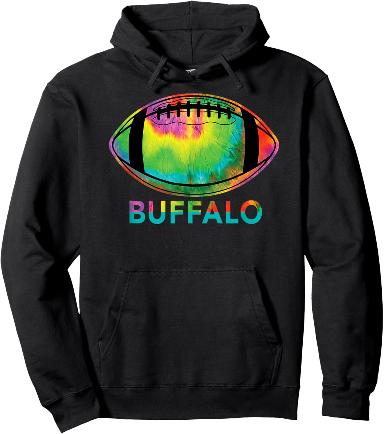 Tie Dye Football Buffalo Hoodie - Hoodie | Black