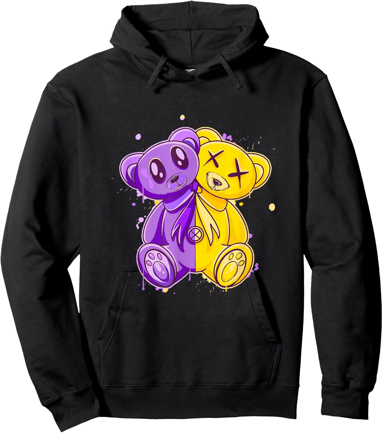 Purple and Golds Evil Twin-gold & Purple Color Graphic Hoodie - Hoodie | Black