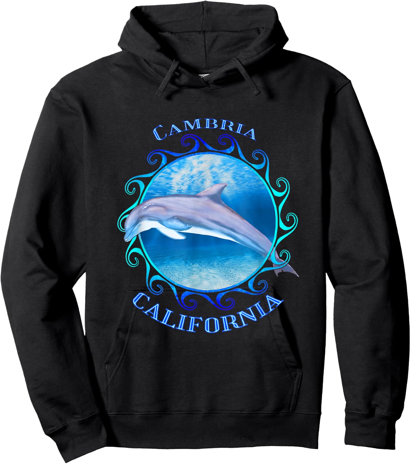 Cambria California Vacation Souvenir Dolphin Hoodie - Hoodie | Black