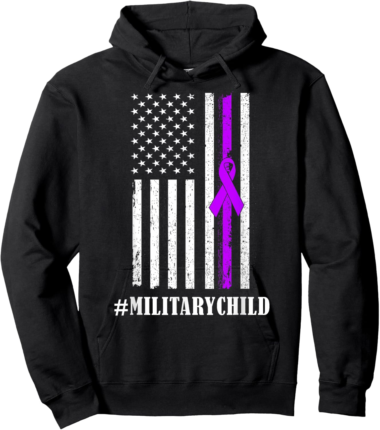 Purple Up Military Child Awareness | & Small Hoodie - Hoodie | Black