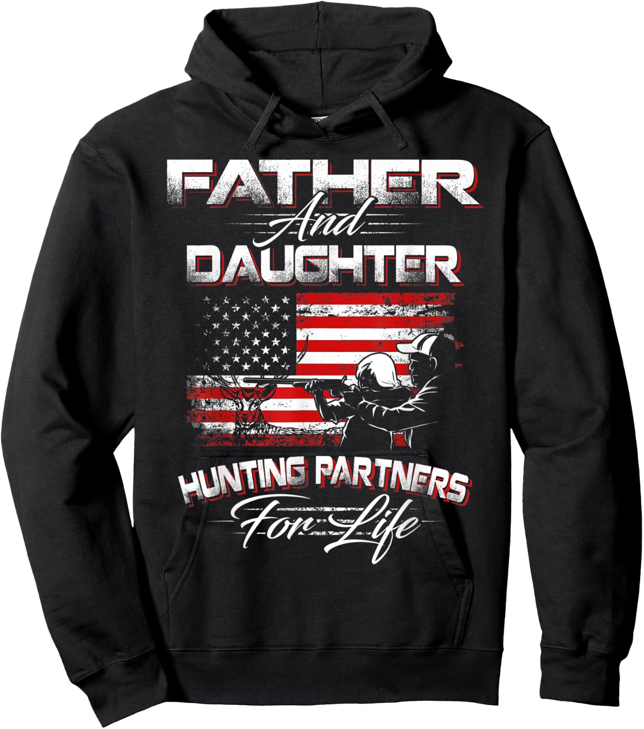 Funny Father and Daughter Hunting Partners For Life Hoodie - Hoodie | Black