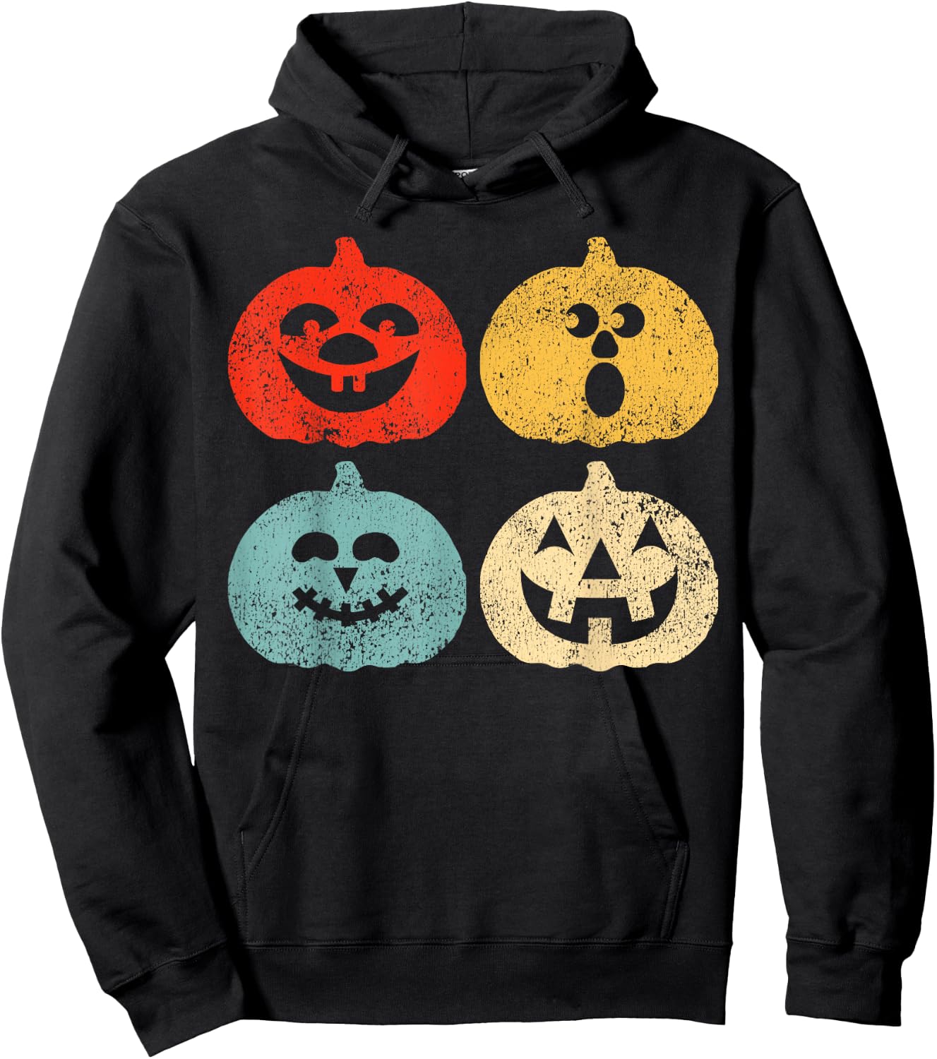 Vintage Halloween Pumpkin Women, Men, Kids, Funny Retro Gift Hoodie - Hoodie | Black