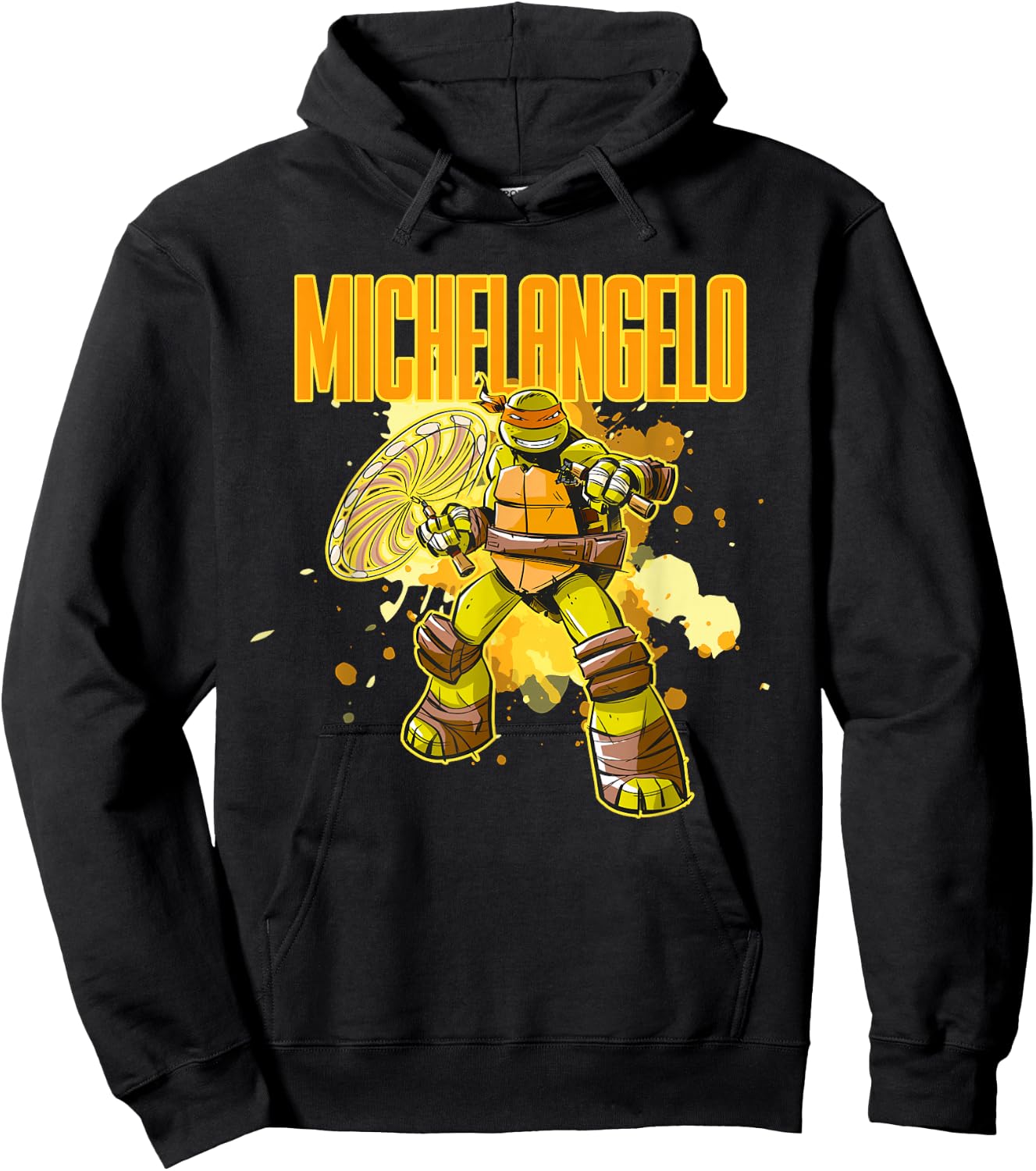 Michelangelo - Orange Splatter Paint Hoodie - Hoodie | Black