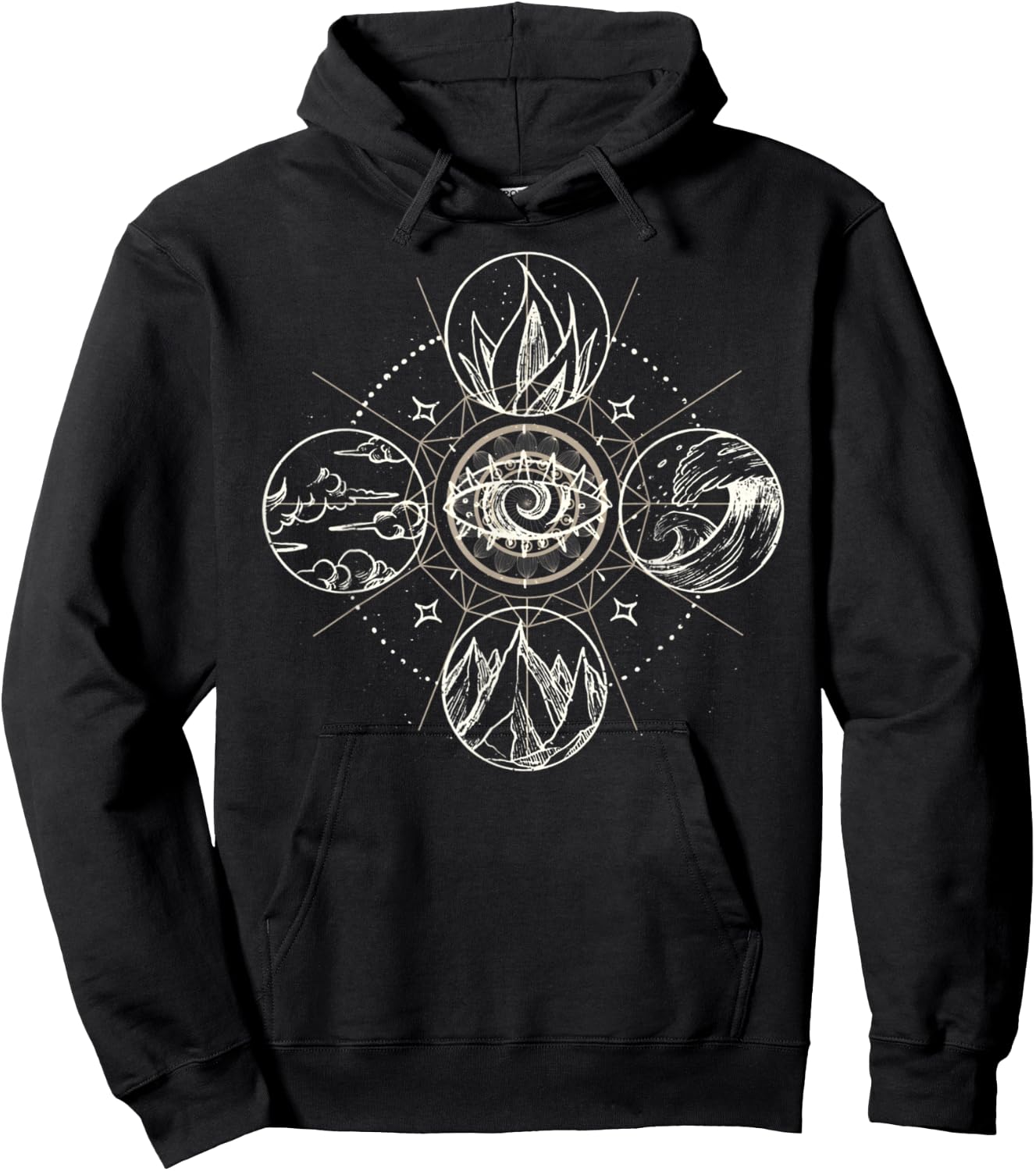 Four Elements Wind Earth Fire Water Nature Hoodie - Hoodie | Black