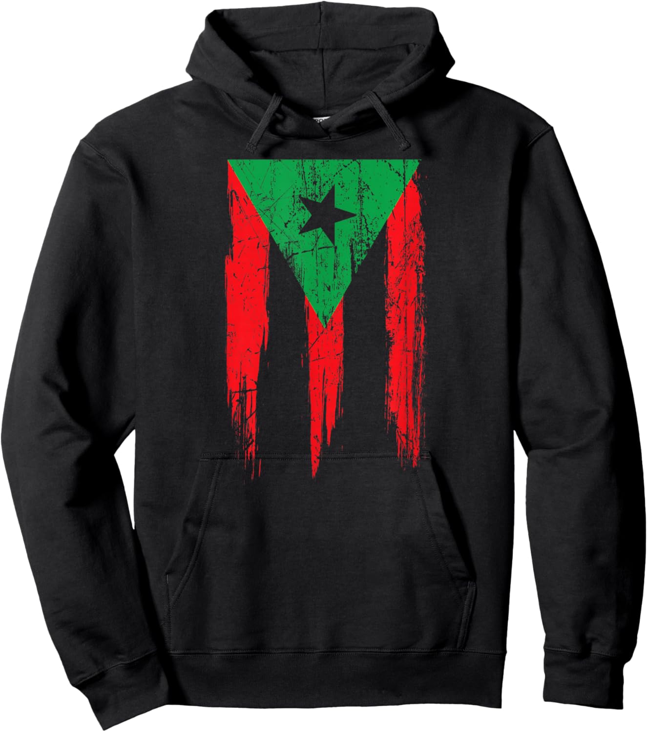Distressed Afro Latino Flag Afro Boricua Puerto Rico African Hoodie - Hoodie | Black