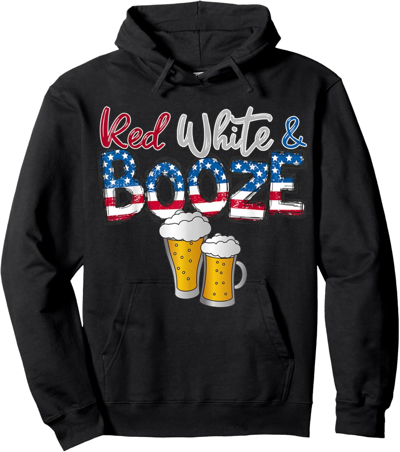 Red White and Booze America Flag 4th Of Julyy Men Hoodie - Hoodie | Black
