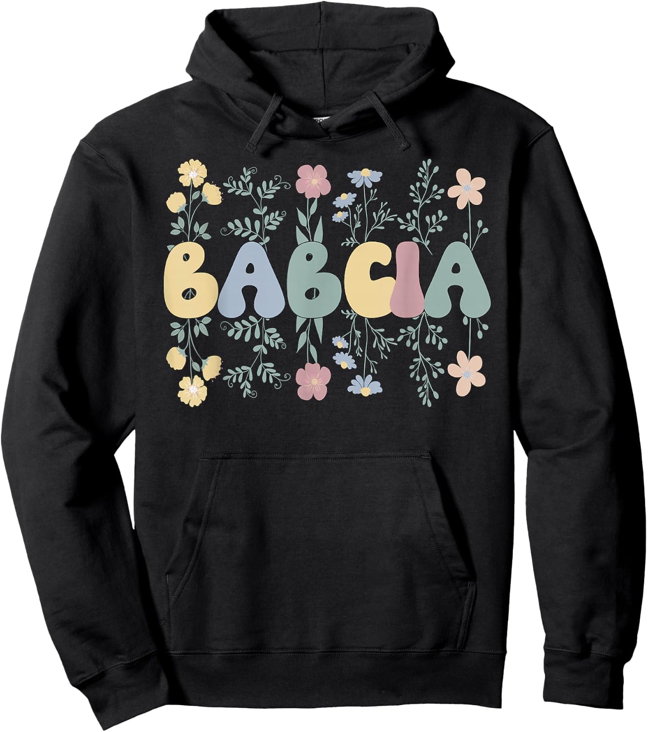 Groovy Babcia Grandmother Flowers Babcia Grandma Hoodie - Hoodie | Black