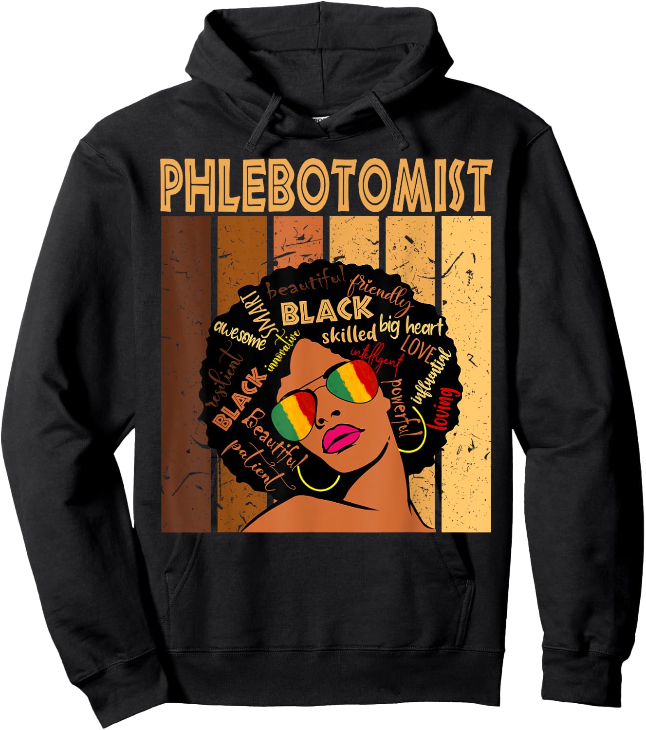 Phlebotomist Afro African American Women Black History Month Hoodie - Hoodie | Black
