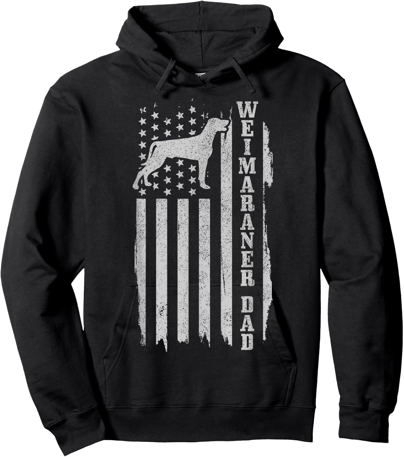 Weimaraner Dad US Flag Vintage Patriotic Dog Hoodie - Hoodie | Black