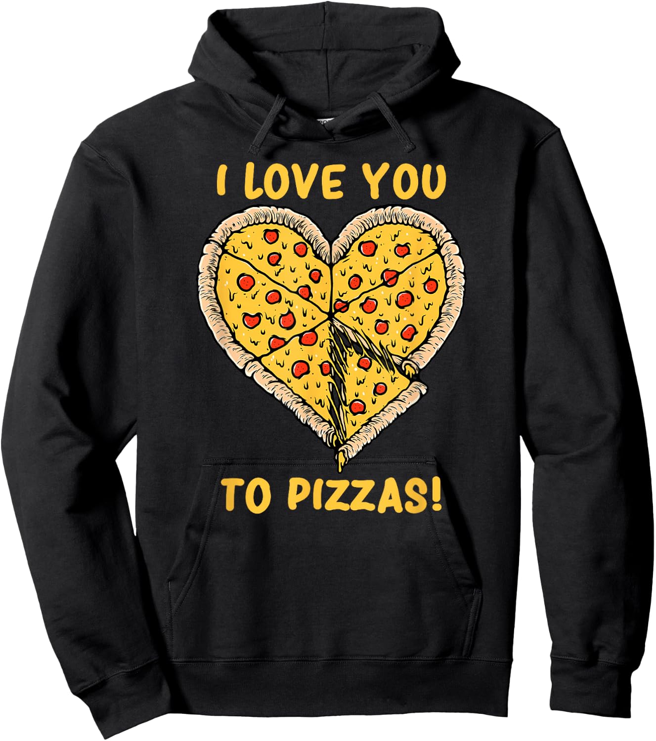 I Love You To Pizzas Slice Pun Boyfriend Girlfriend Heart Hoodie - Hoodie | Black