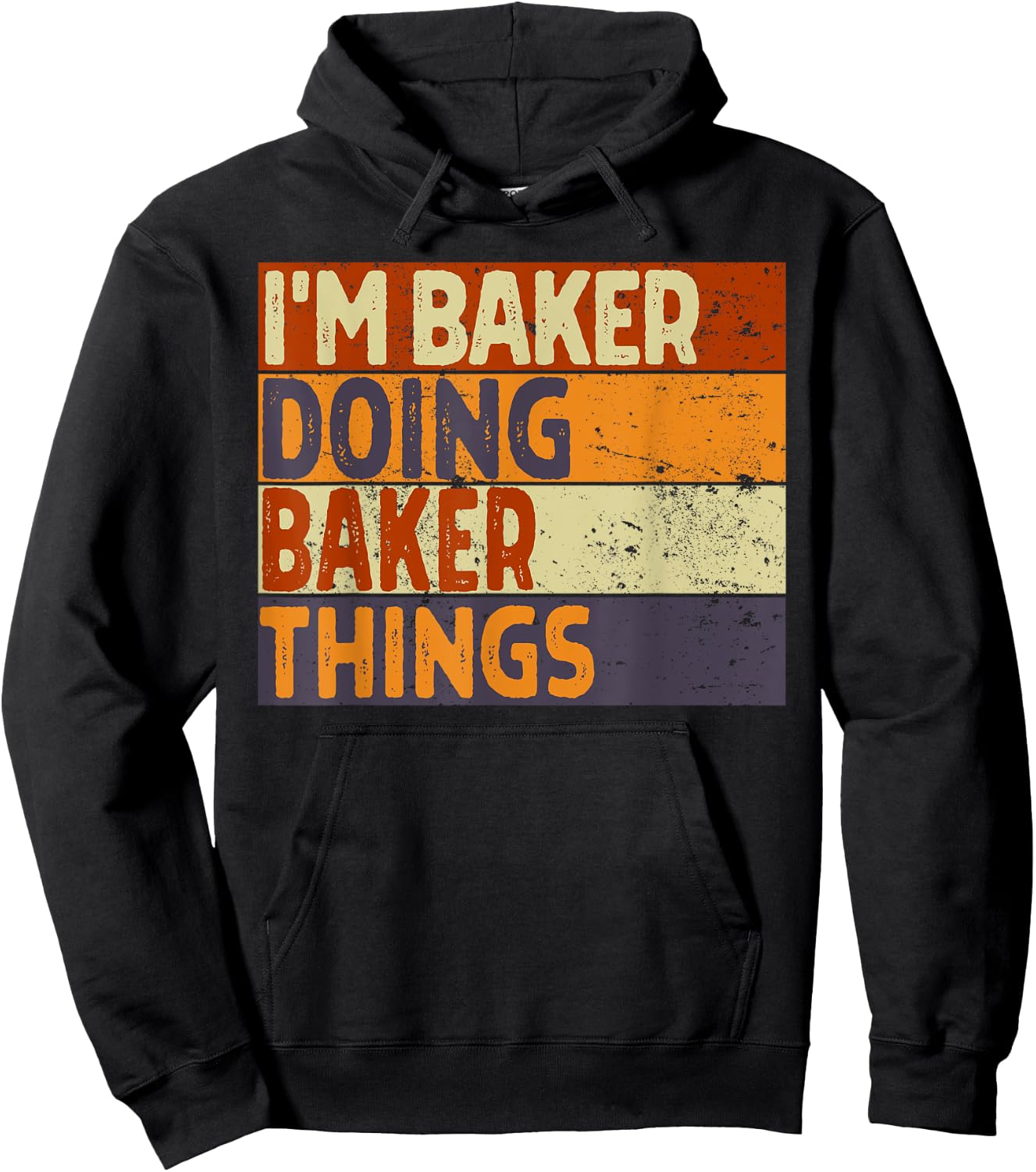 Retro I'm BAKER Doing BAKER Things Funny Birthday Joke Hoodie - Hoodie | Black