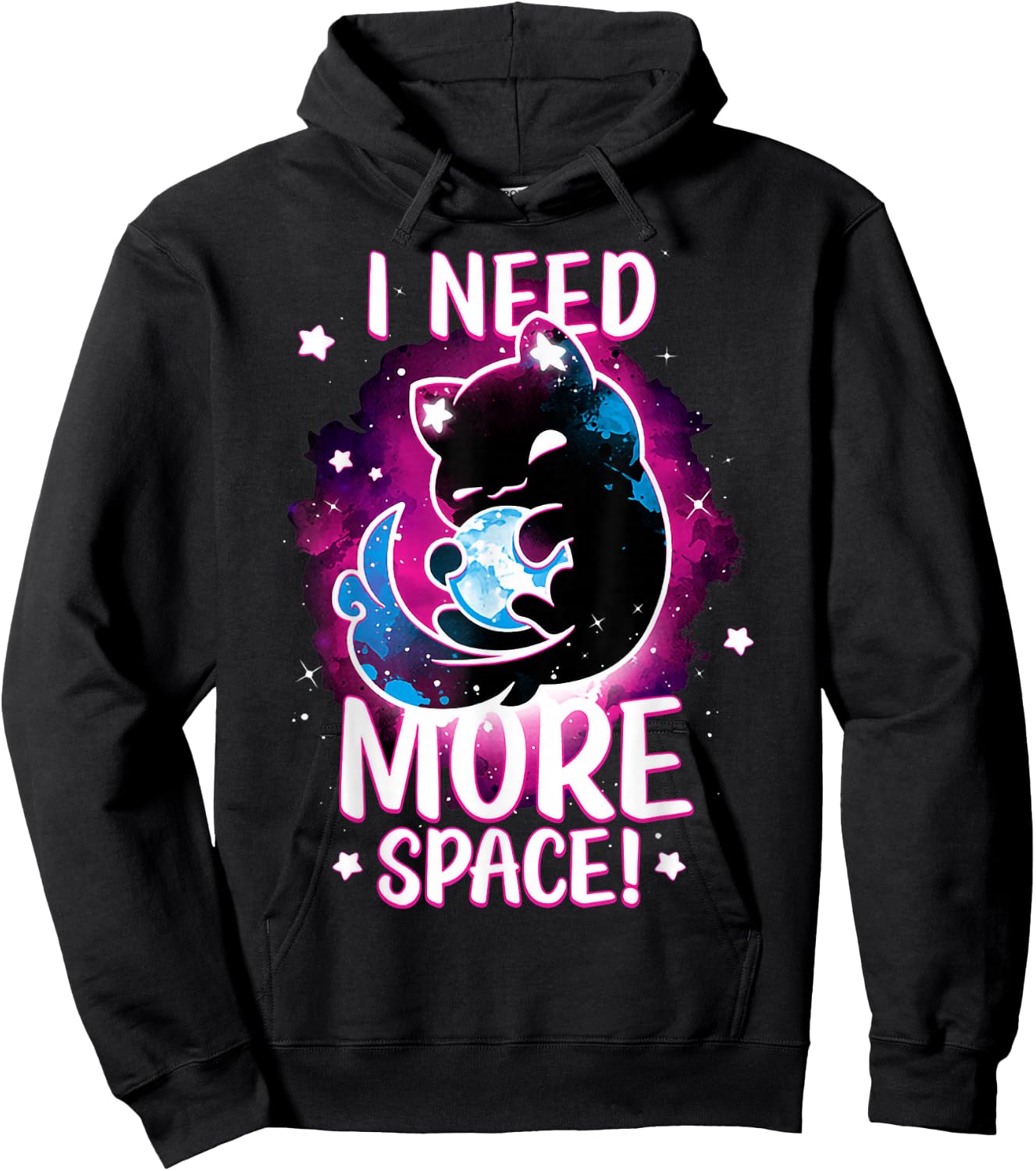 I Need More Space Astronaut Cat In Outer Space Hoodie - Hoodie | Black