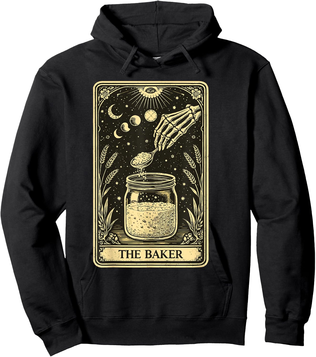 The Baker Tarot Card Skeleton Sourdough Starter Gothic Hoodie - Hoodie | Black