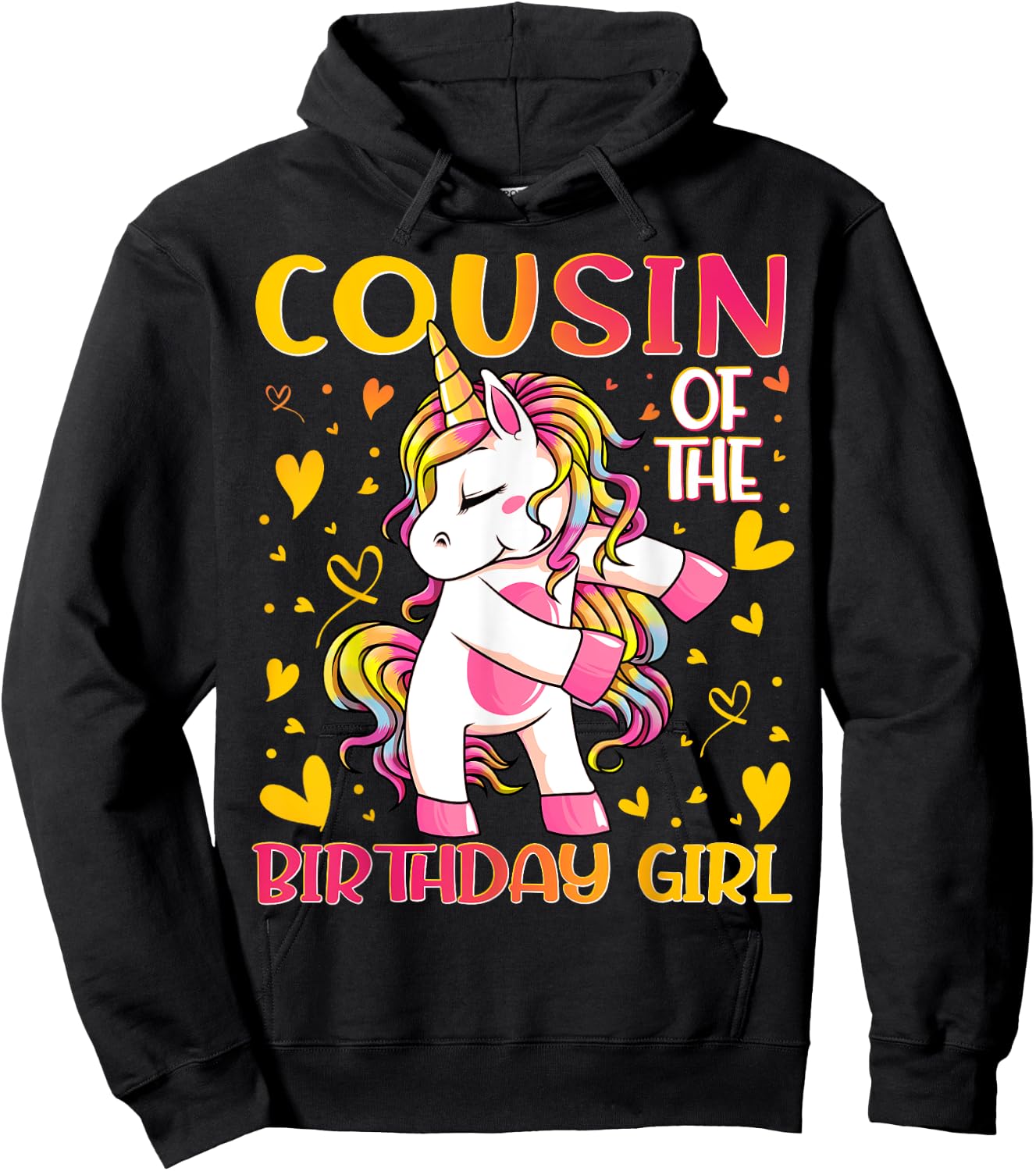 Cousin of the Birthday Girl Flossing Unicorn Cousin Gifts Hoodie - Hoodie | Black