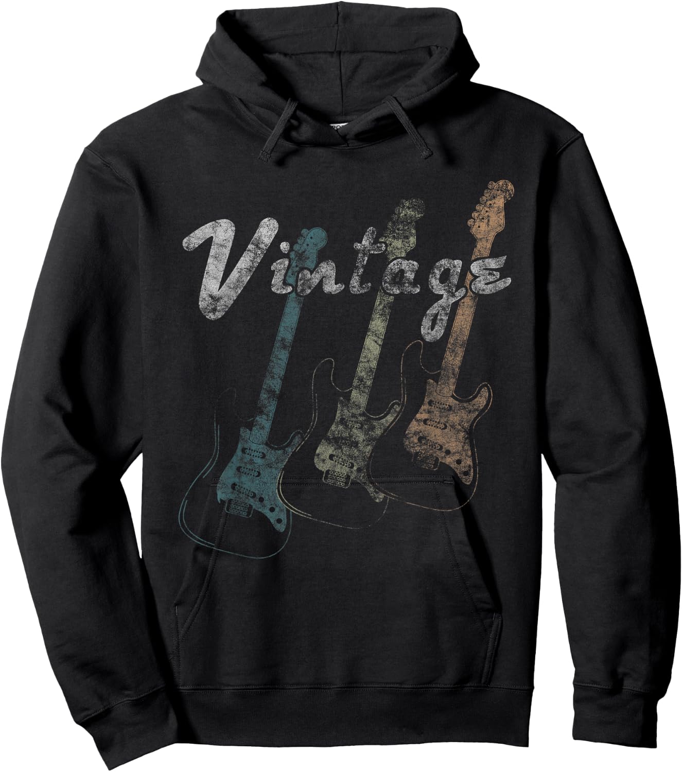 Vintage Rare Guitar Collector Retro Guitar Player Hoodie - Hoodie | Black
